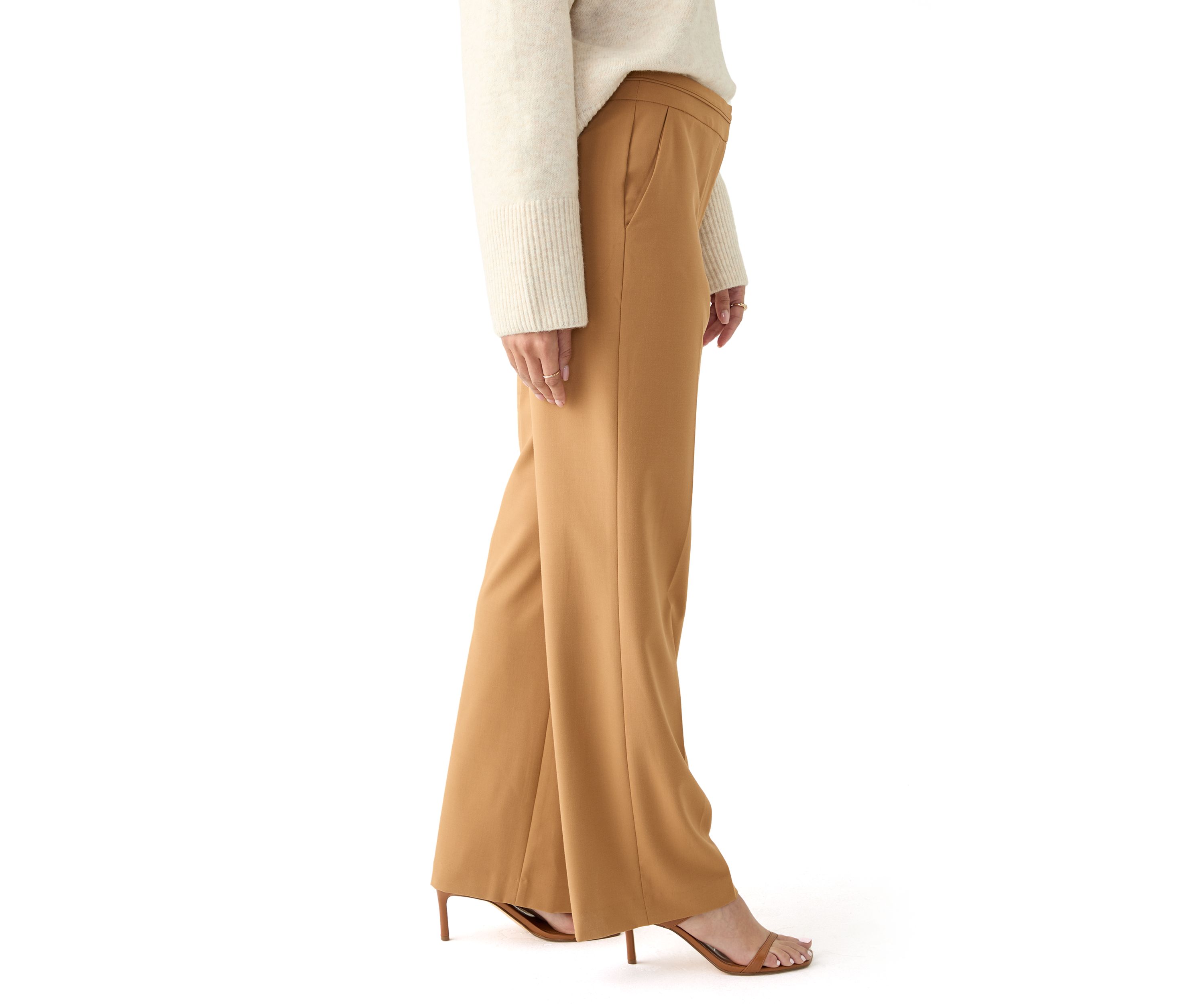 Womens Seamed High Waisted Wide Leg Pants