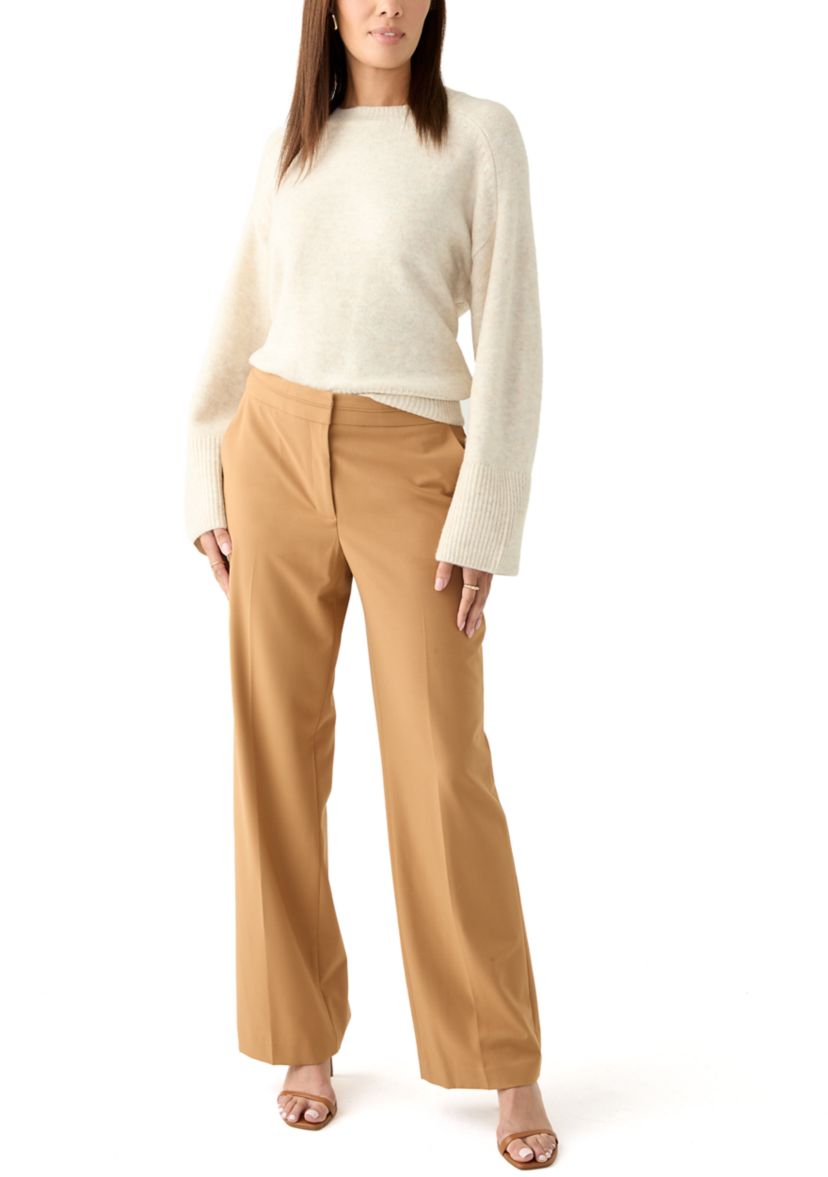 Womens Seamed High Waisted Wide Leg Pants