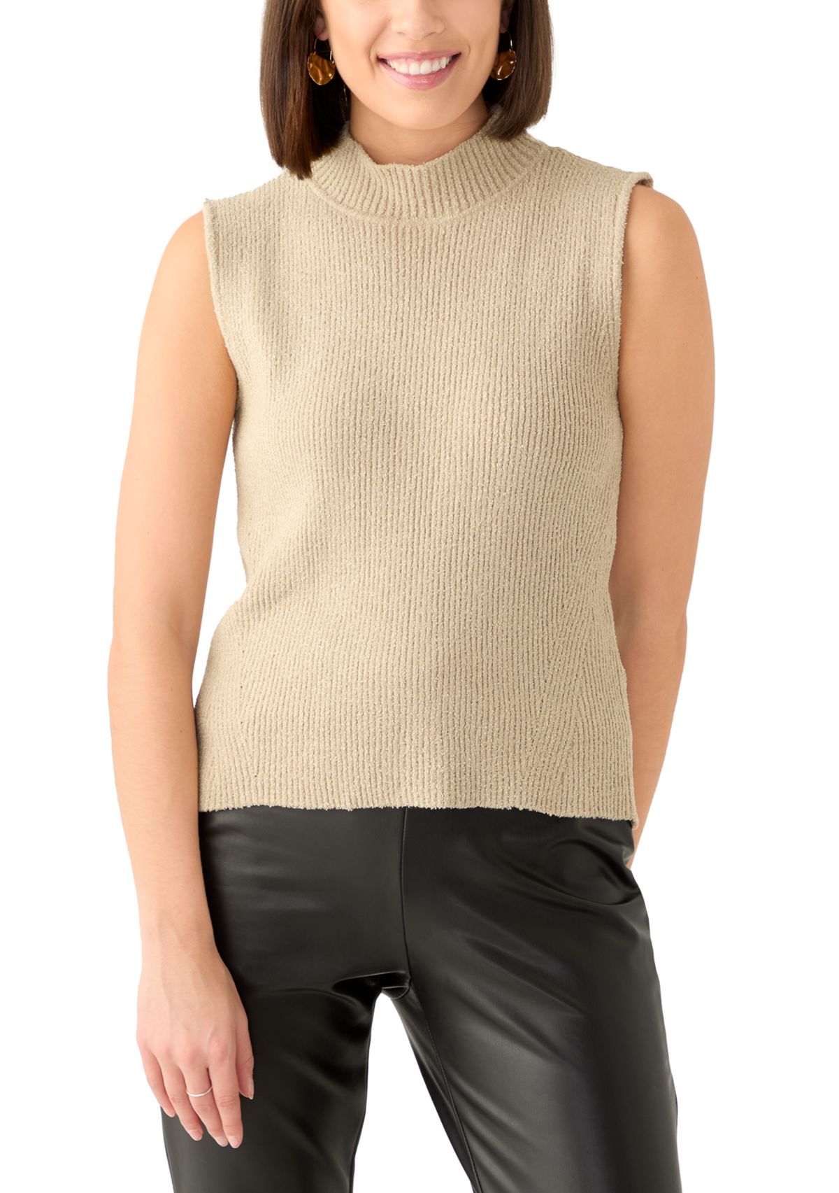 Womens Sleeveless Mock Neck Top