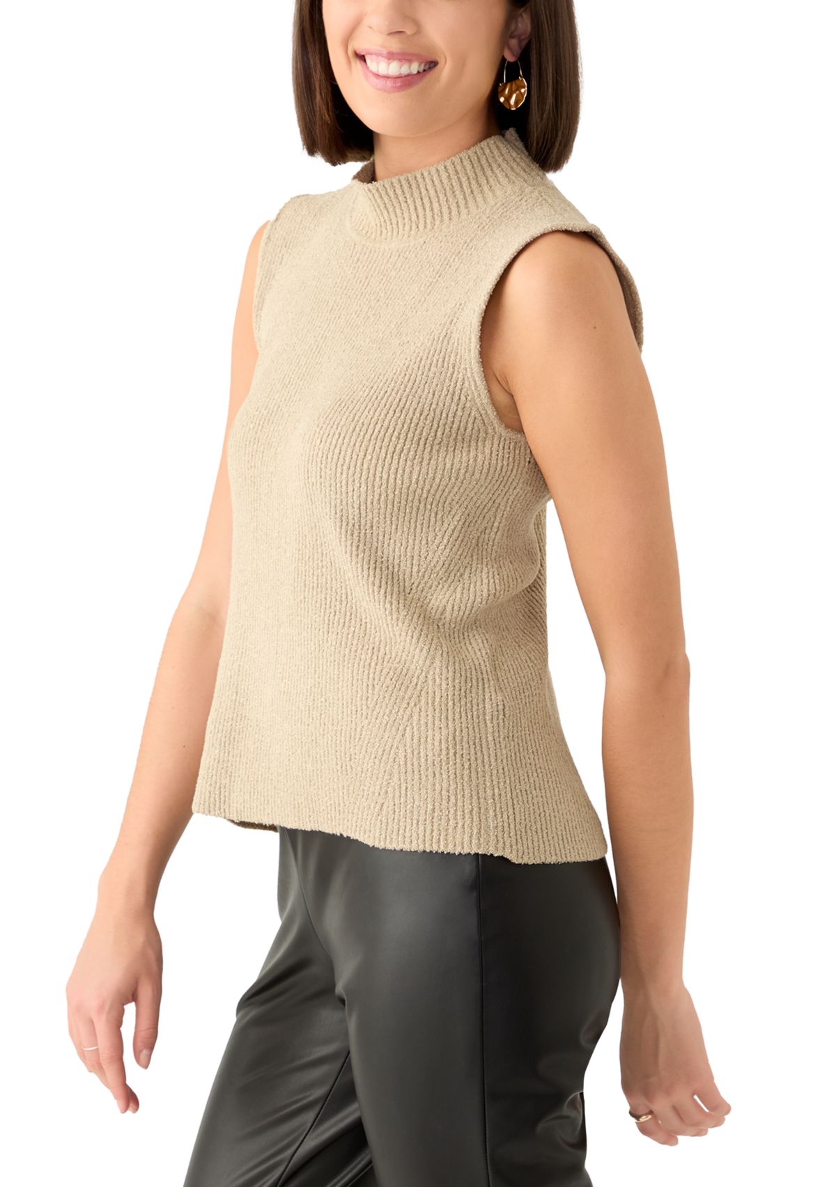 Womens Sleeveless Mock Neck Top