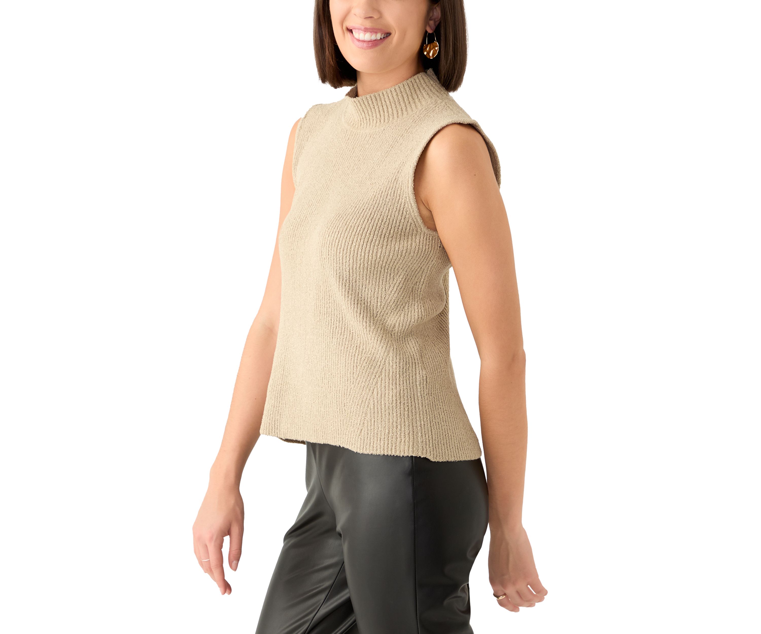 Womens Sleeveless Mock Neck Top