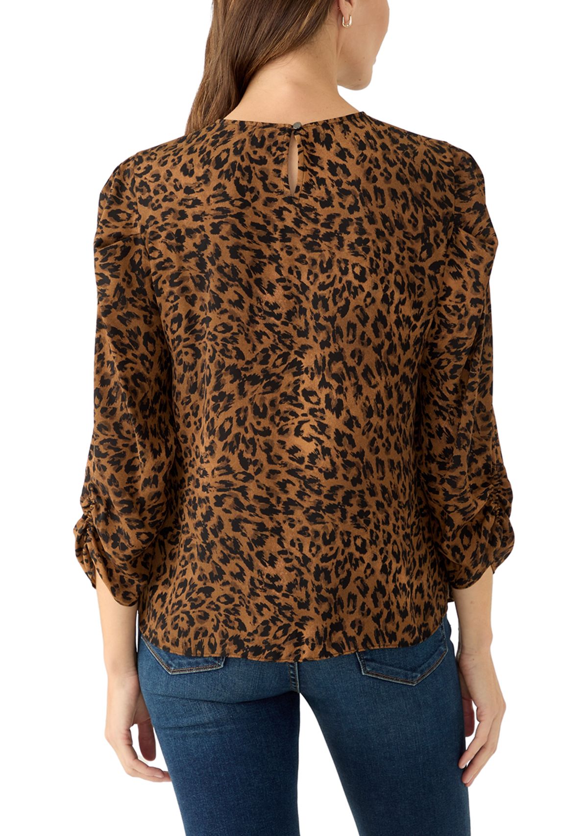 Womens 3/4 Sleeve Crew Neck Blouse