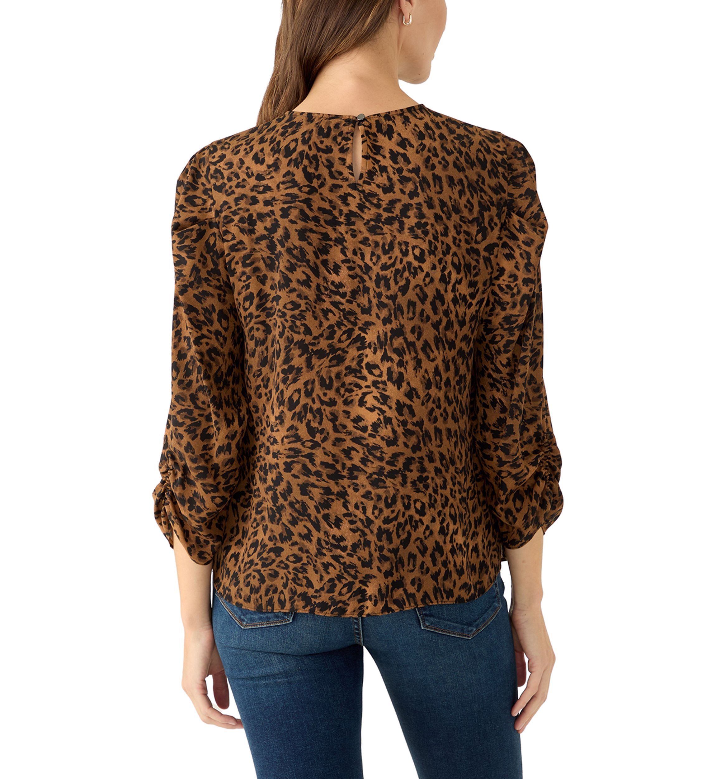 Womens 3/4 Sleeve Crew Neck Blouse