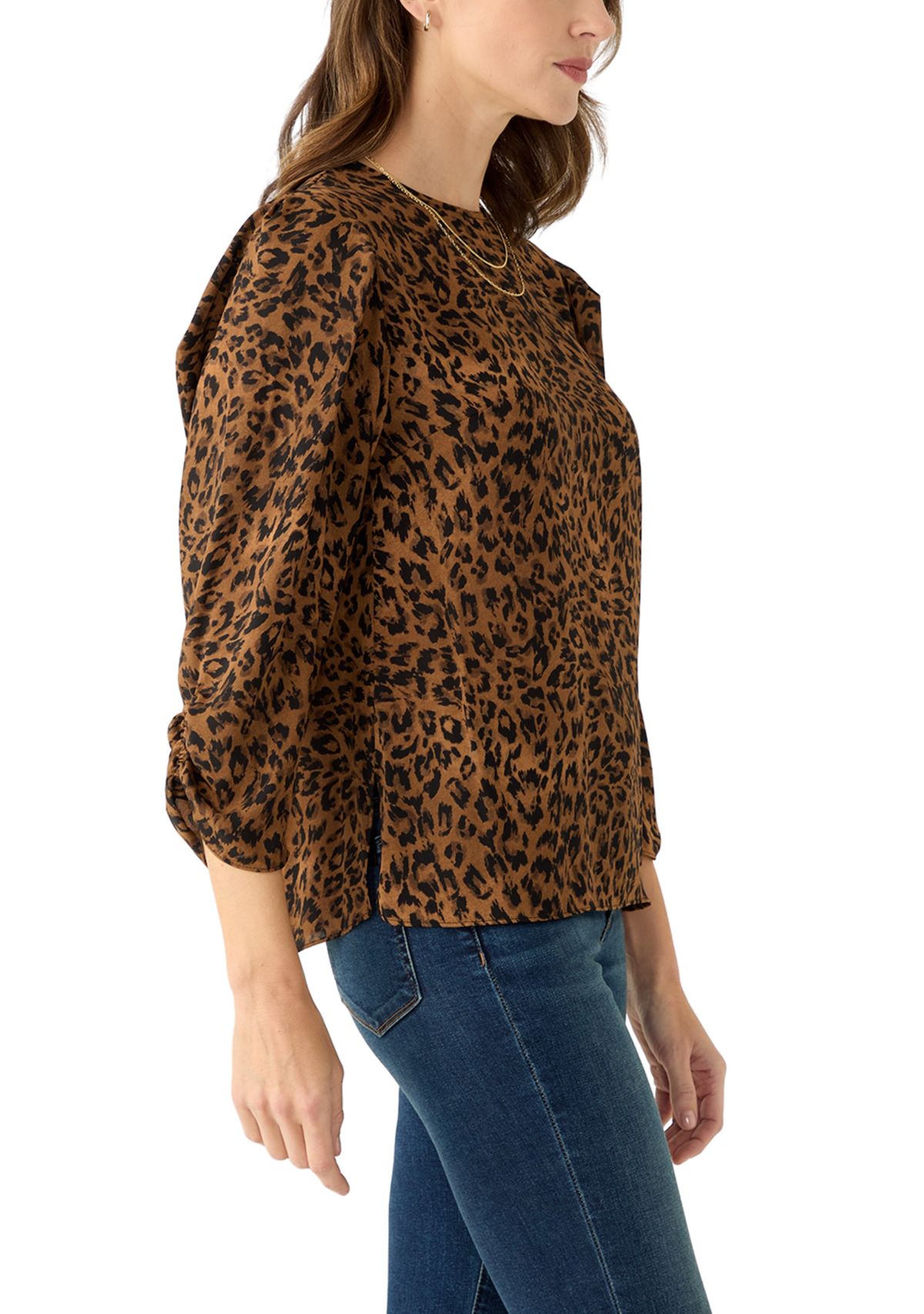 Womens 3/4 Sleeve Crew Neck Blouse