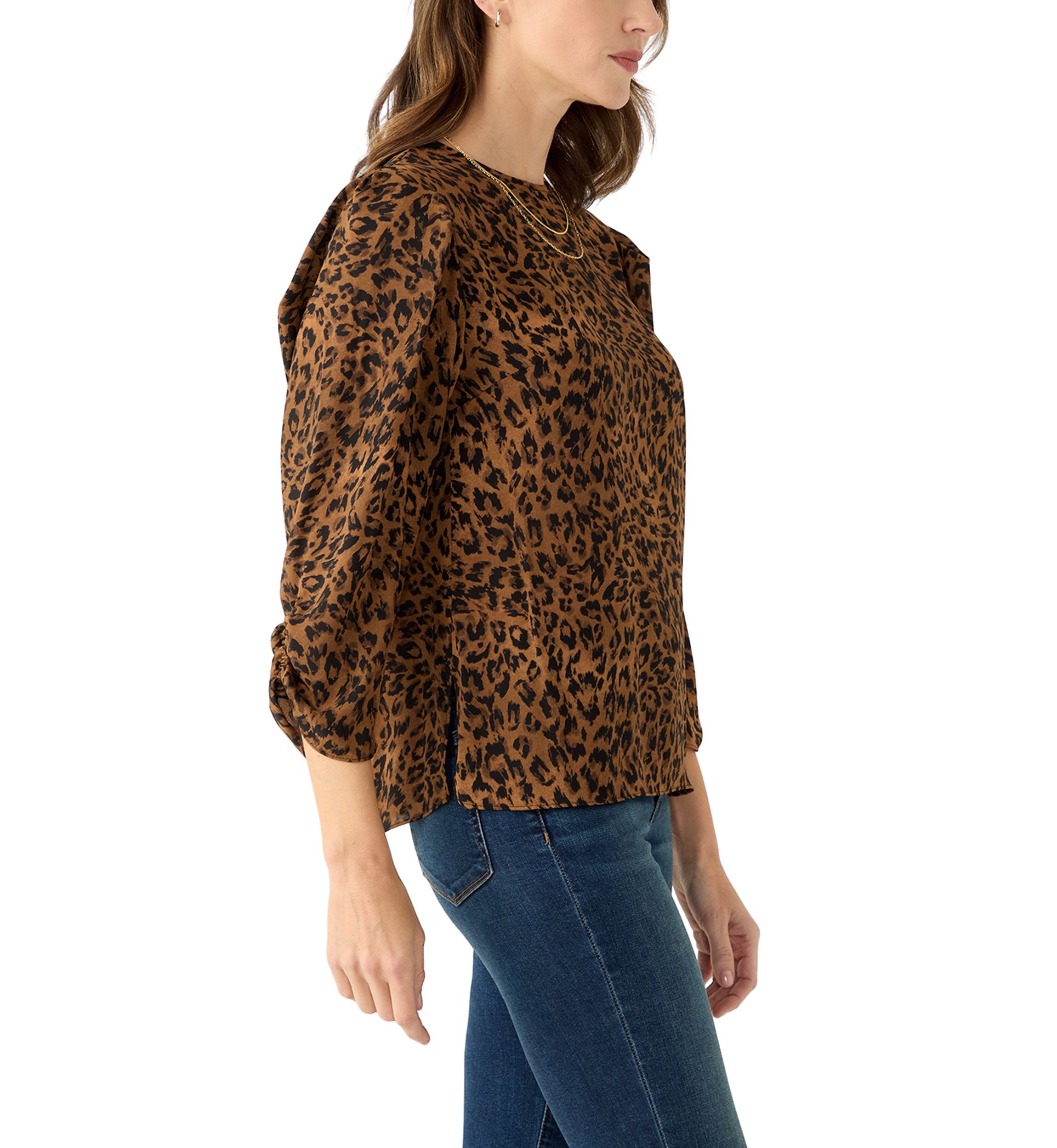 Womens 3/4 Sleeve Crew Neck Blouse