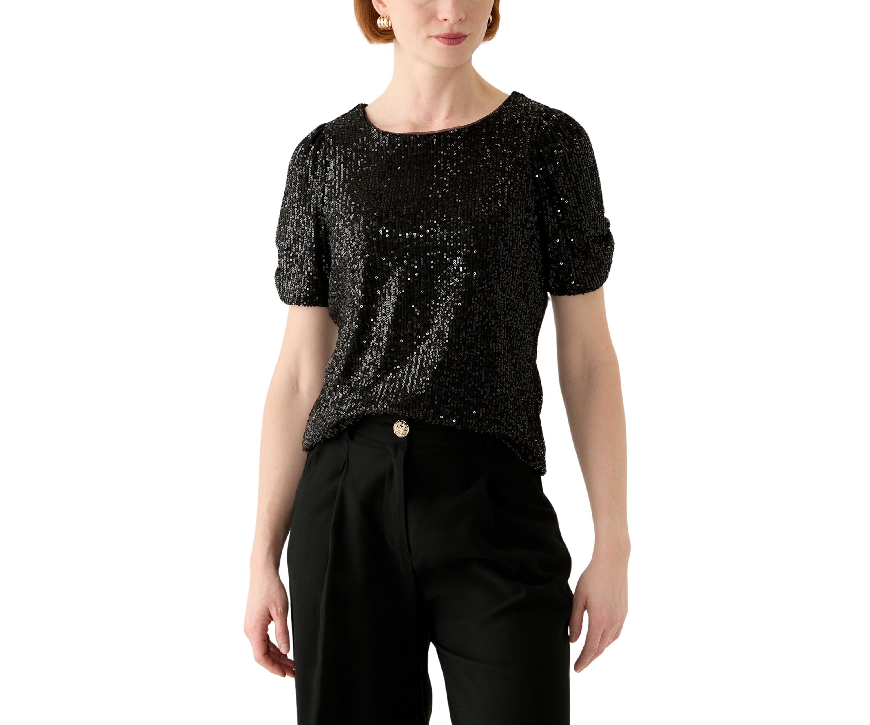 Womens Short Sleeve Sequin Top 