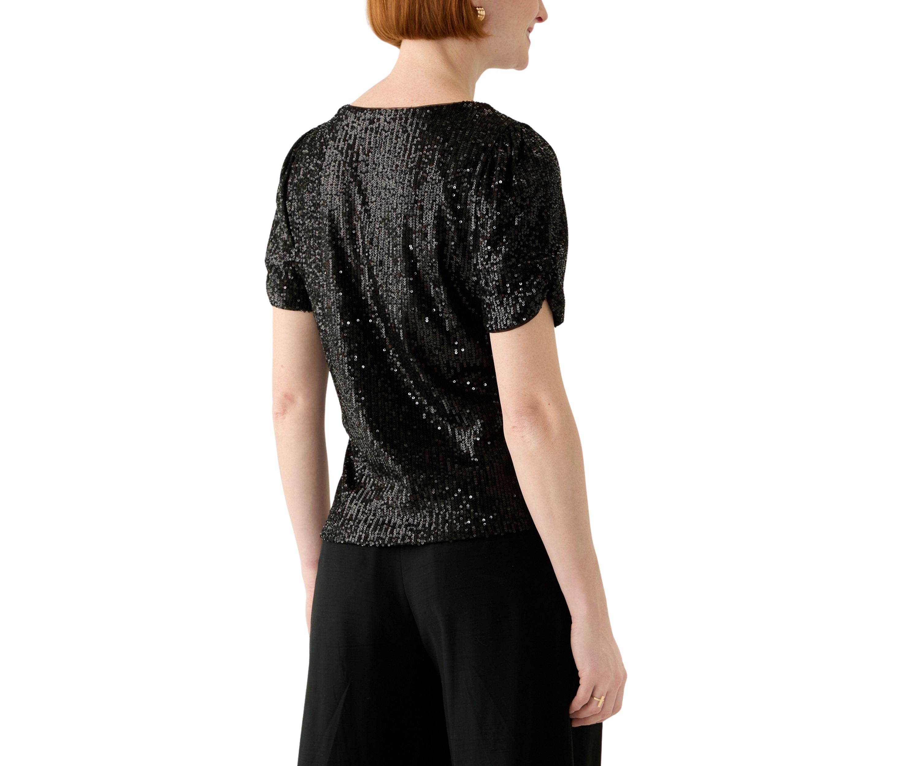 Womens Short Sleeve Sequin Top 