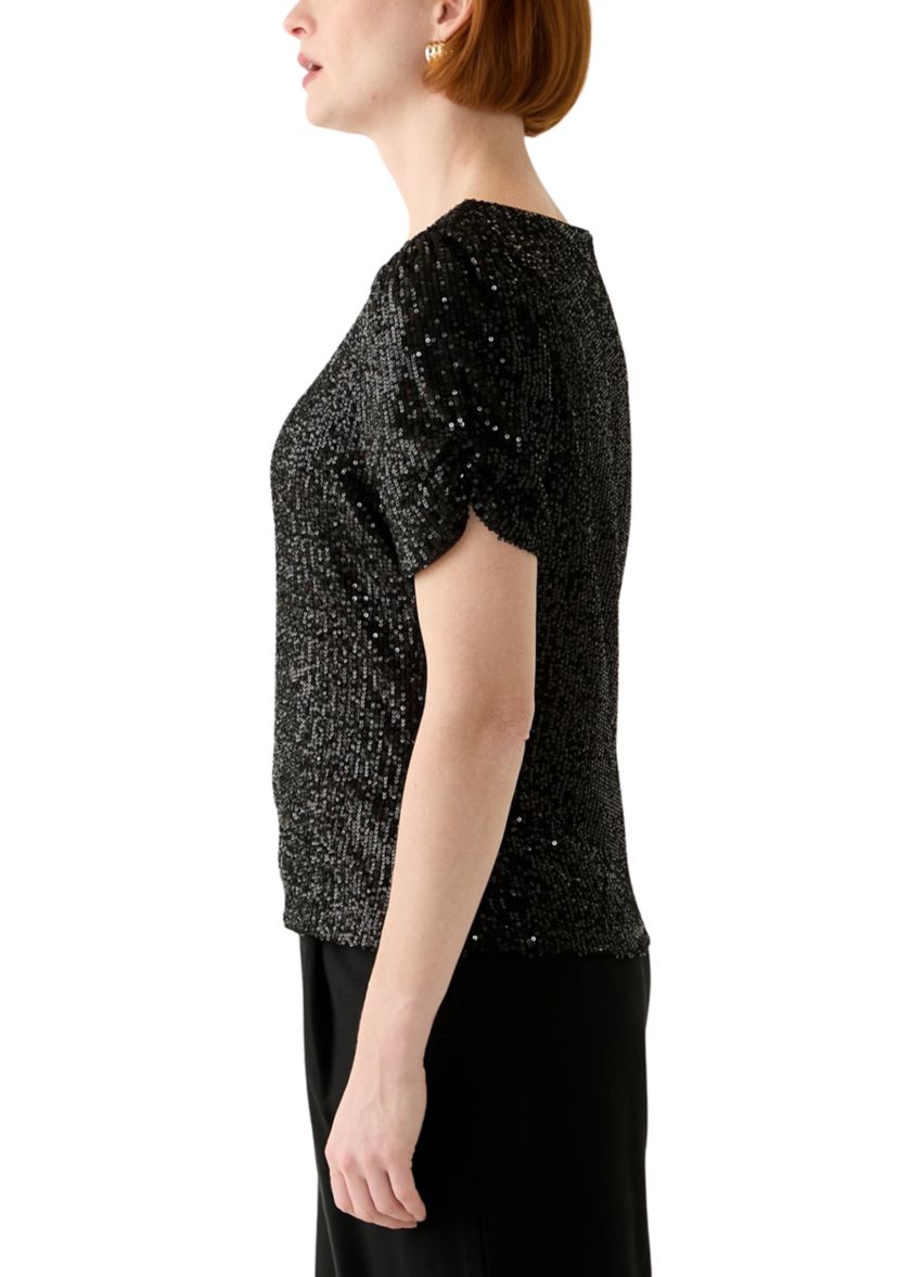 Womens Short Sleeve Sequin Top 