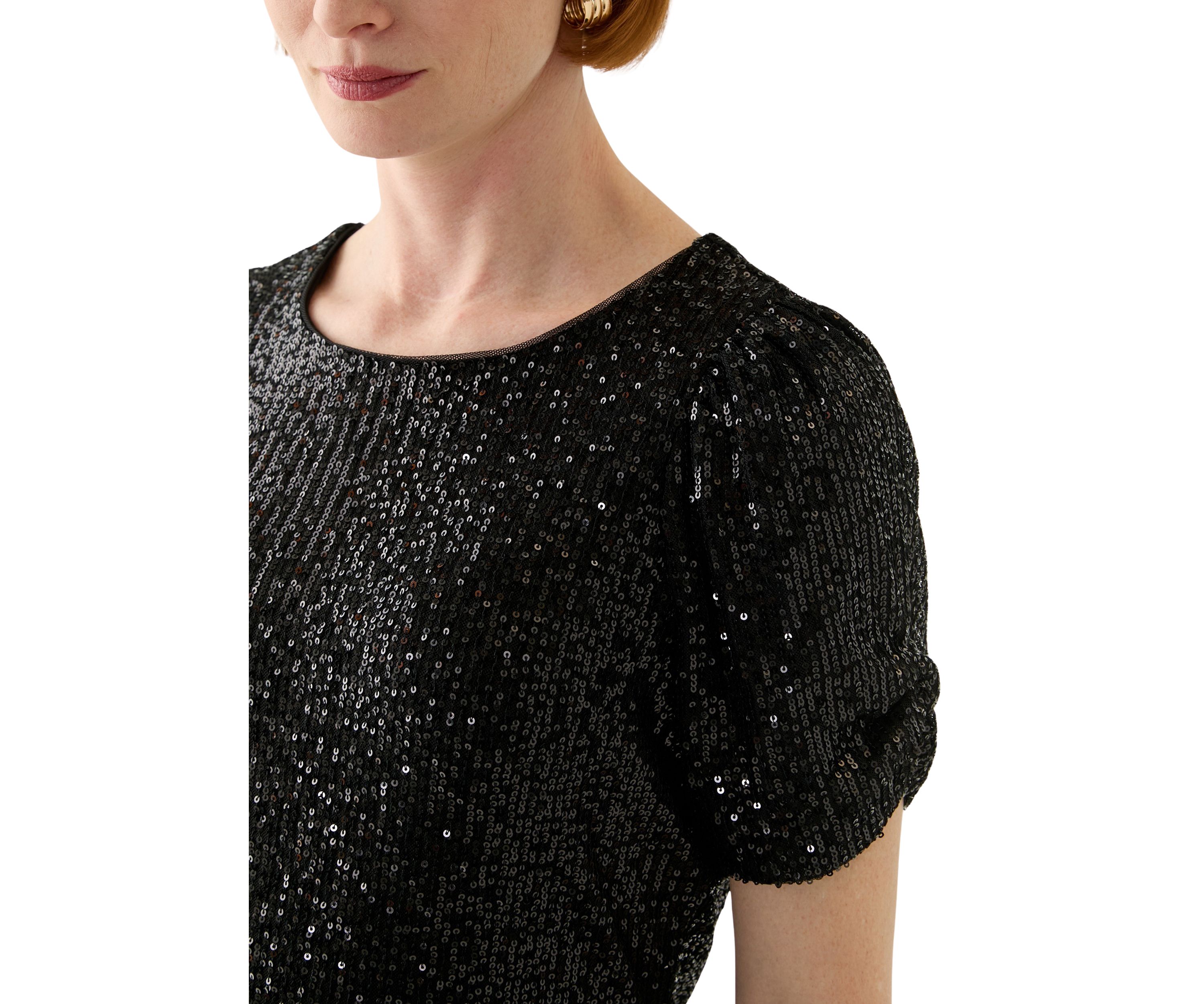 Womens Short Sleeve Sequin Top 
