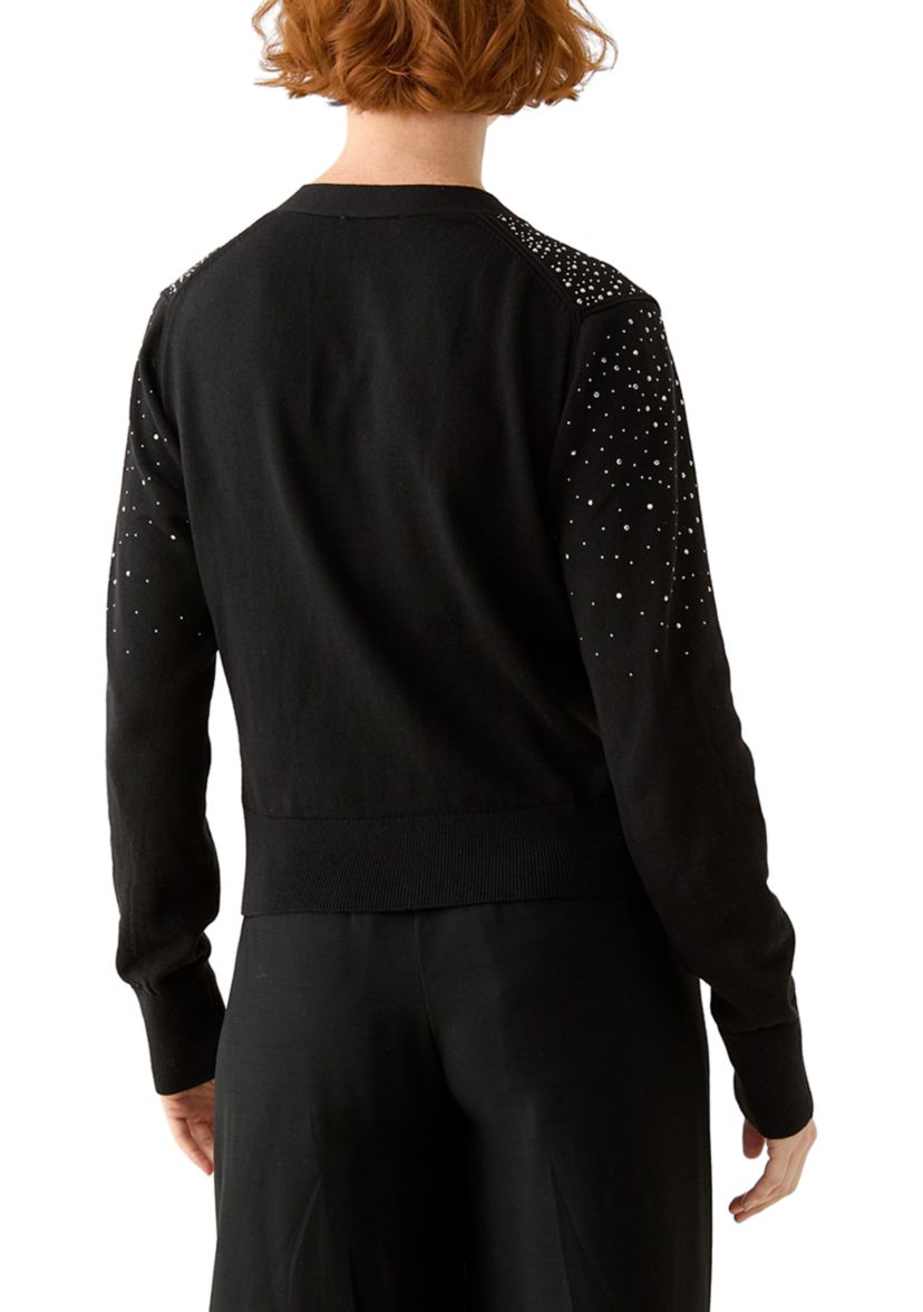 Womens Button Front Sequin Cardigan