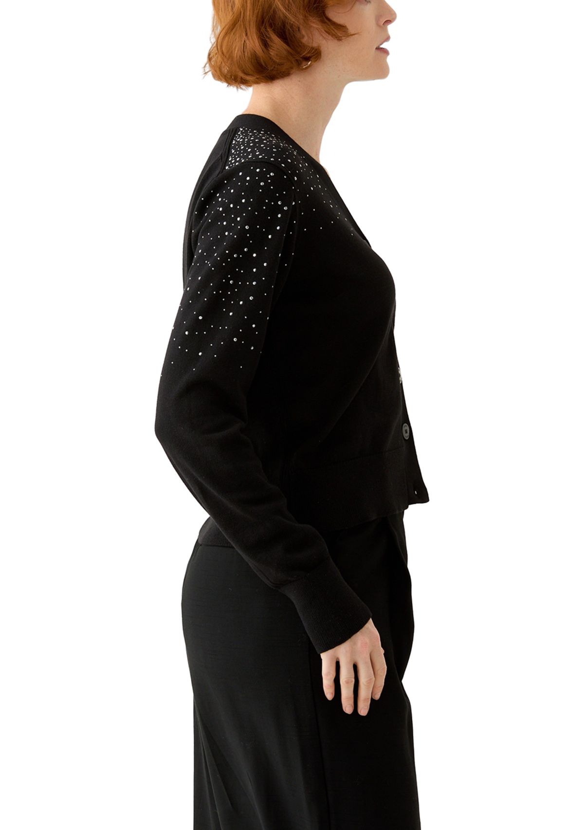 Womens Button Front Sequin Cardigan
