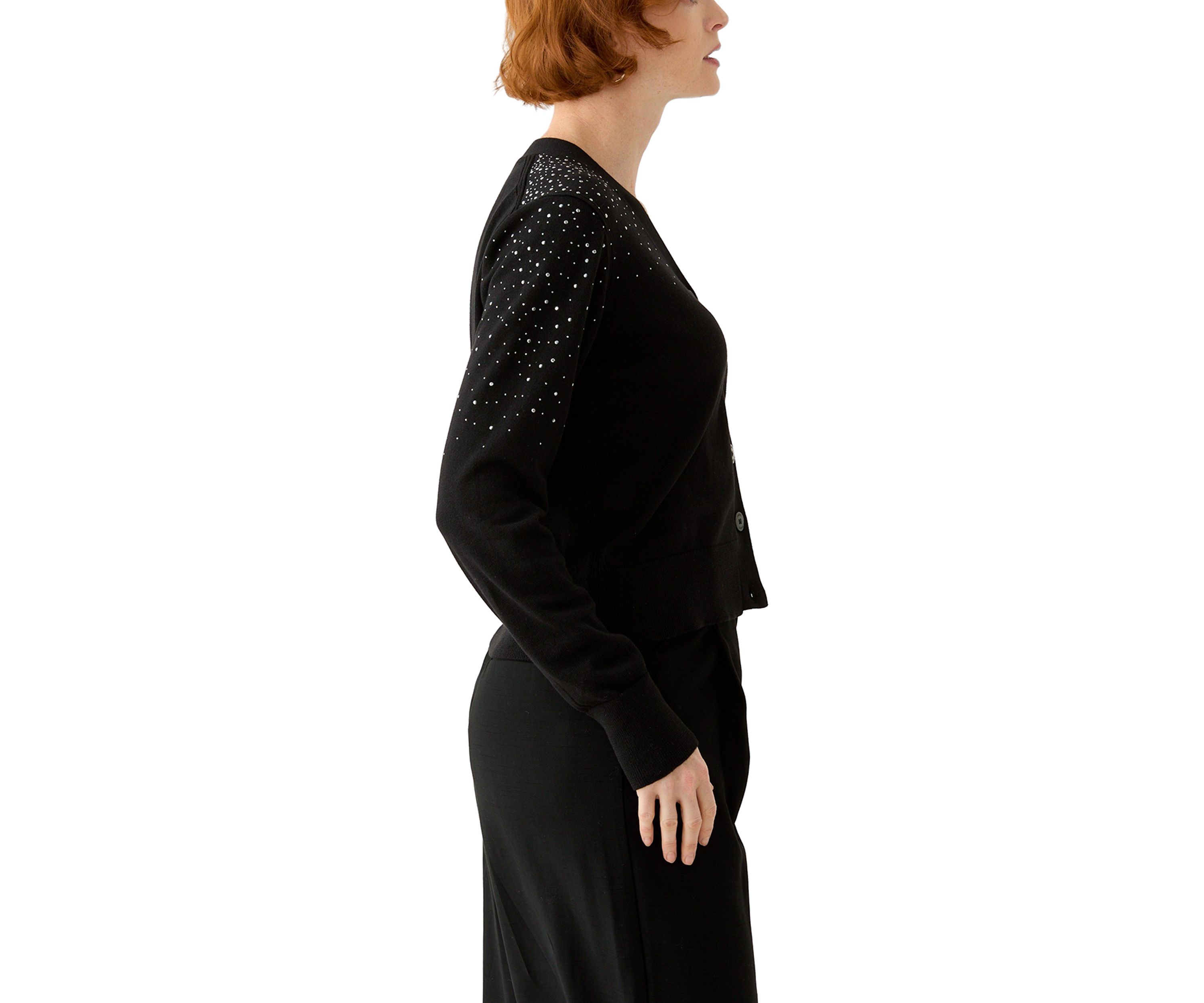 Womens Button Front Sequin Cardigan