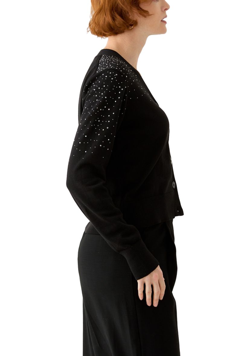 Womens Button Front Sequin Cardigan