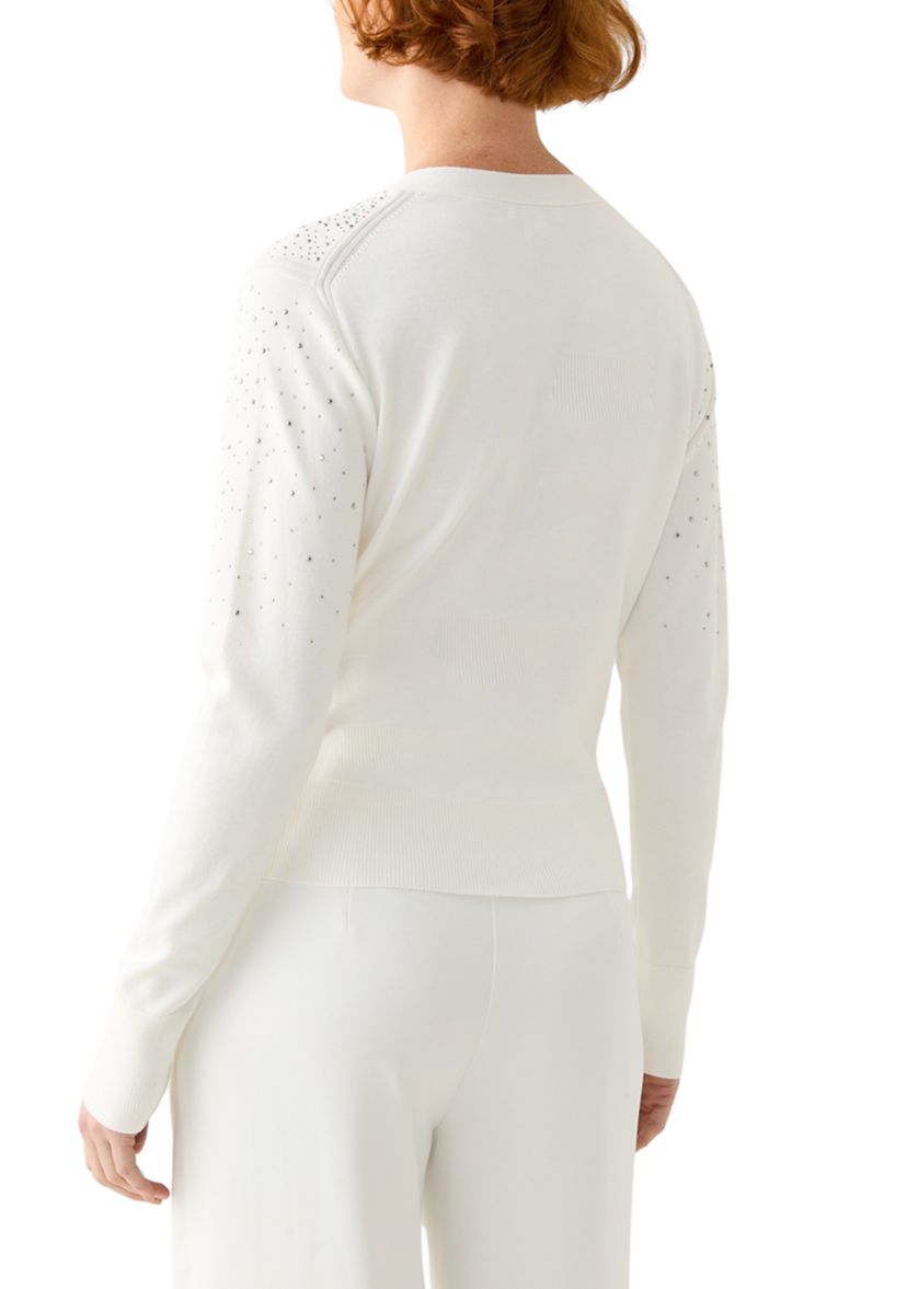 Womens Button Front Sequin Cardigan