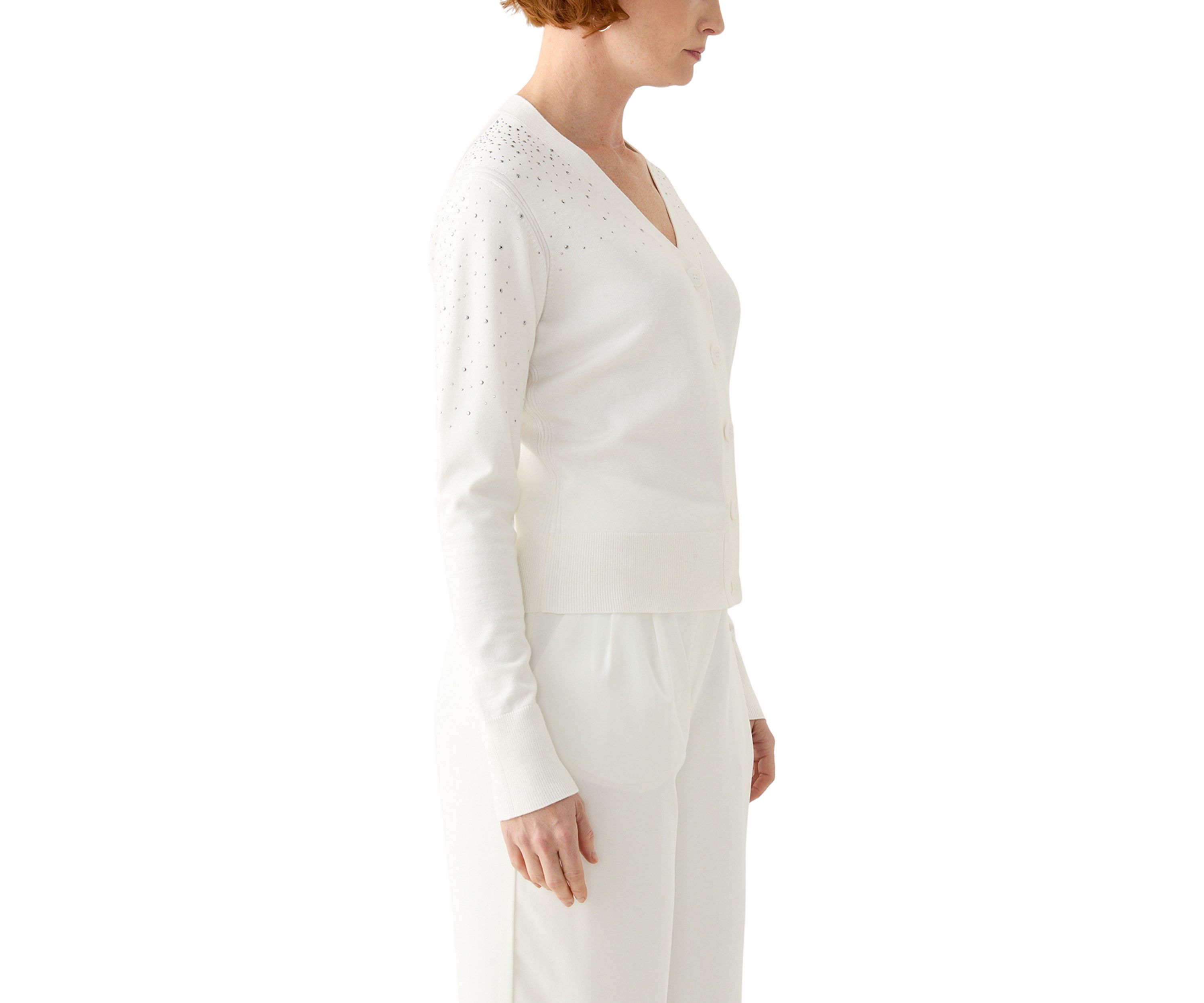 Womens Button Front Sequin Cardigan