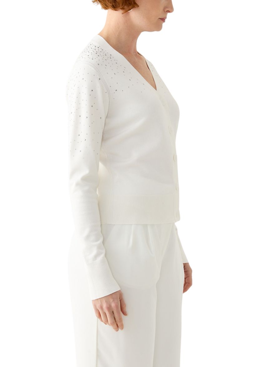 Womens Button Front Sequin Cardigan