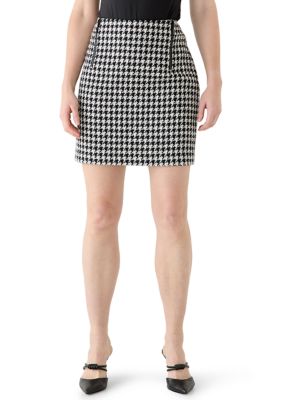 DKNY Women's Houndstooth Skirt with Zippers, 8