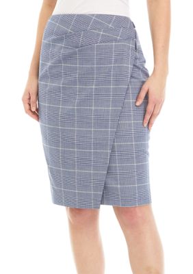 DKNY Women's Side Wrapped Plaid Printed Skirt, 4
