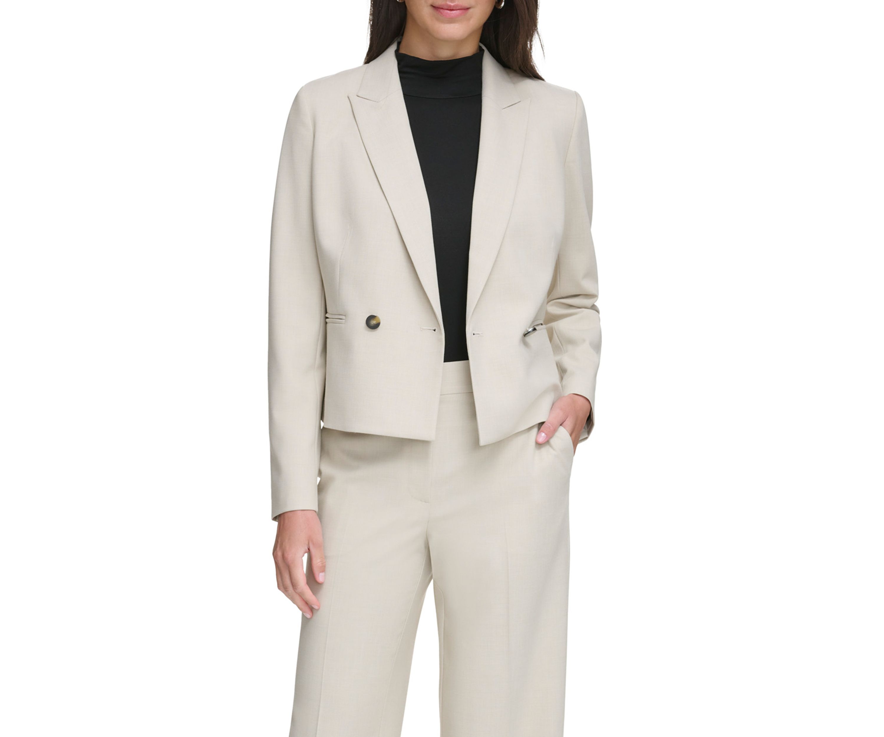 Womens Notch Collar Double Breasted 2 Button Jacket