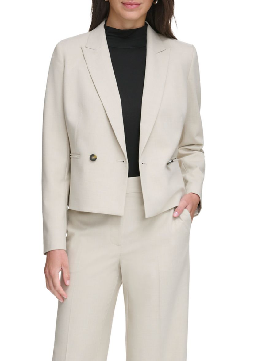Womens Notch Collar Double Breasted 2 Button Jacket