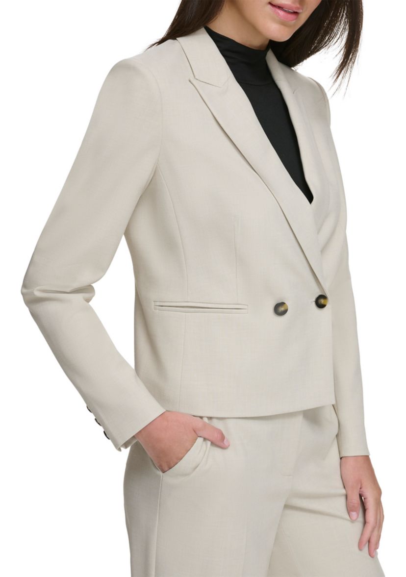 Womens Notch Collar Double Breasted 2 Button Jacket