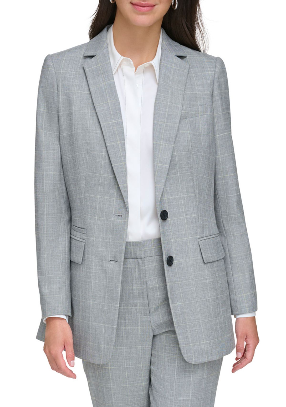 Womens Notch Collar 2 Button Jacket with Flap Pockets