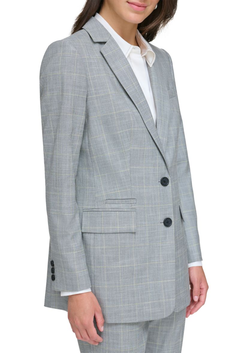 Womens Notch Collar 2 Button Jacket with Flap Pockets