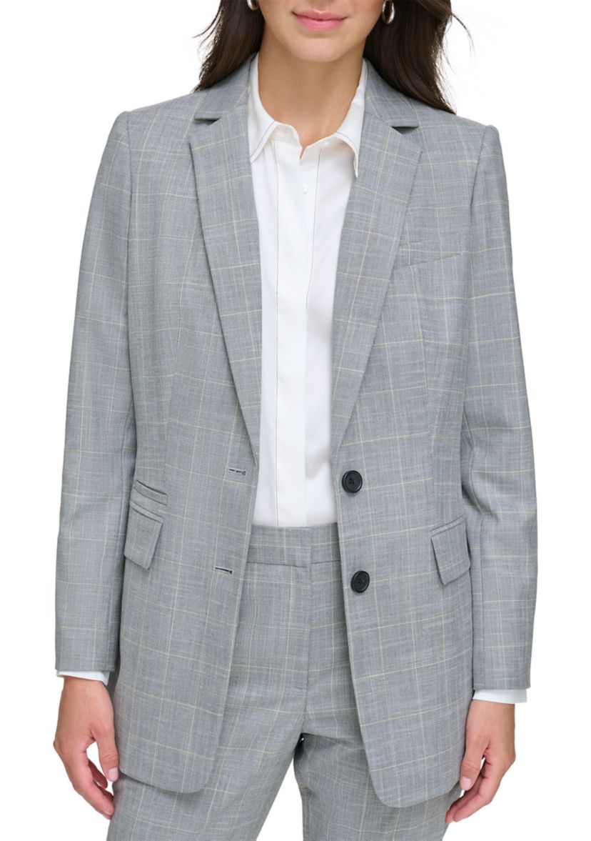 Womens Notch Collar 2 Button Jacket with Flap Pockets