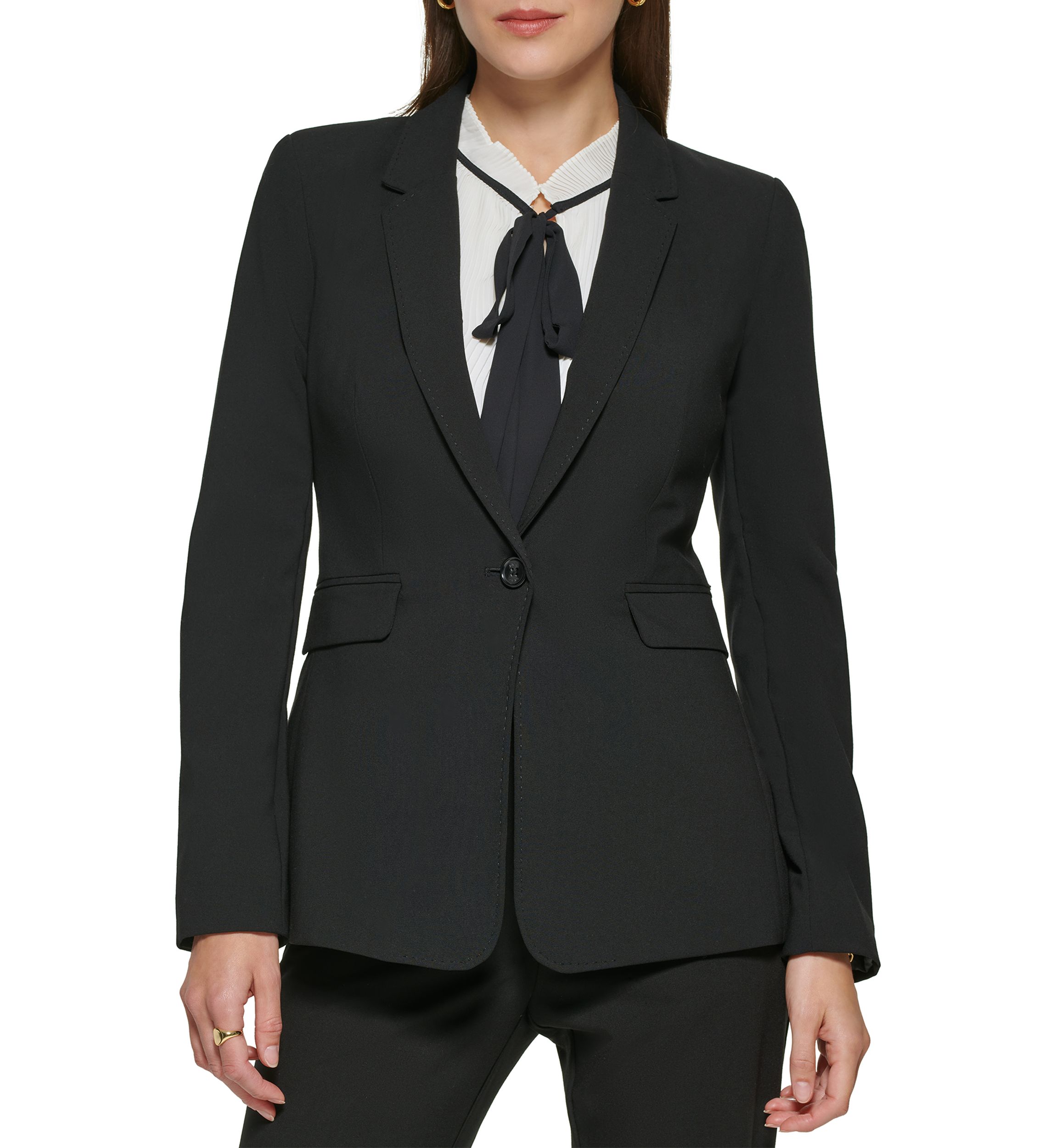 Womens Long Sleeve 1 Button Notch Collar Jacket