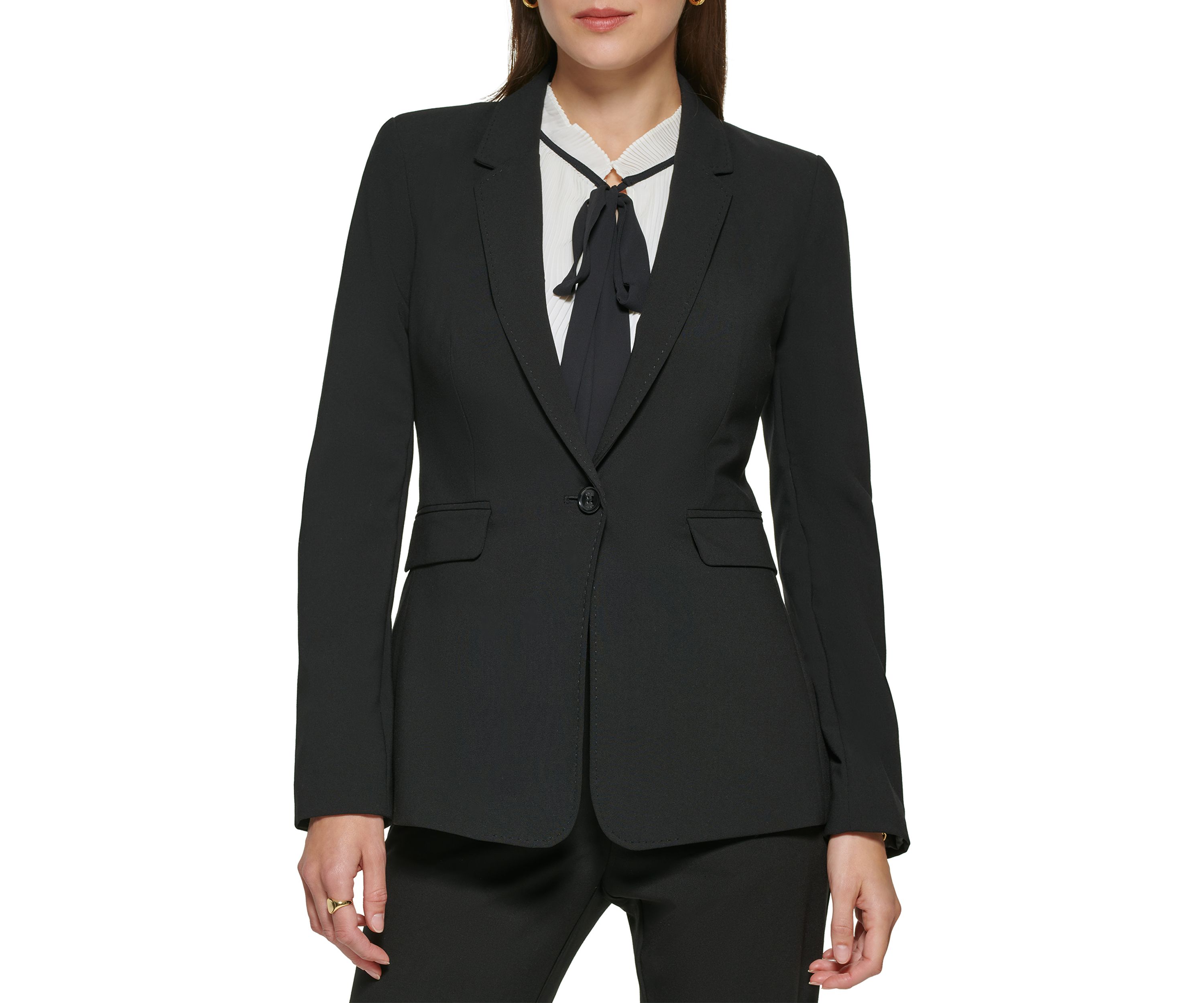 Womens Long Sleeve 1 Button Notch Collar Jacket