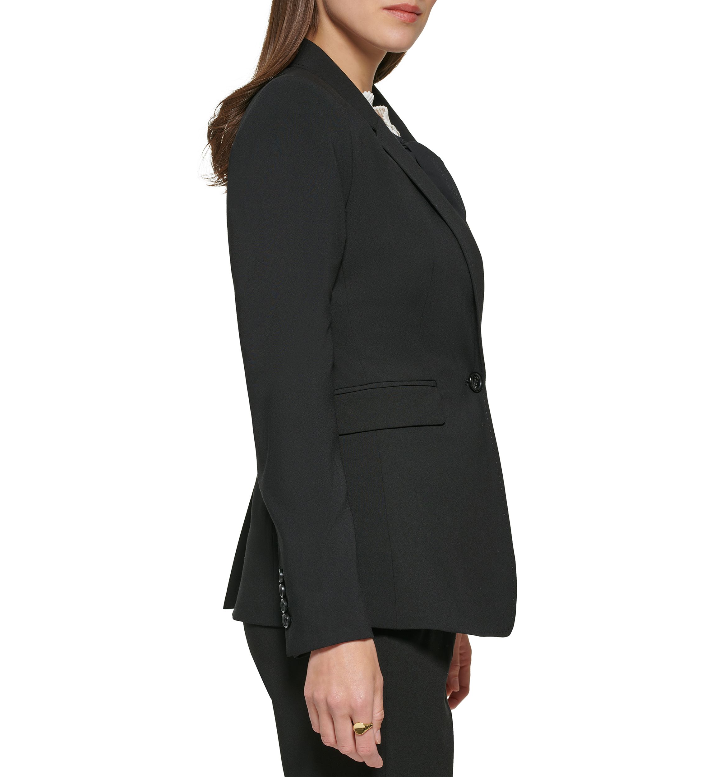 Womens Long Sleeve 1 Button Notch Collar Jacket