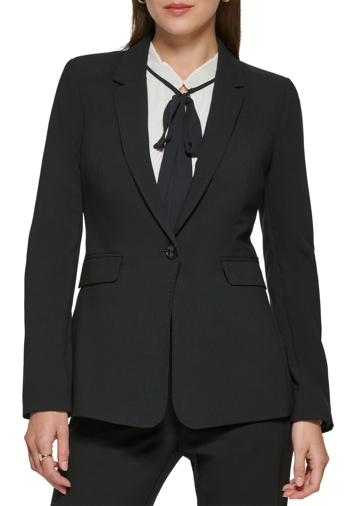 Womens Long Sleeve 1 Button Notch Collar Jacket
