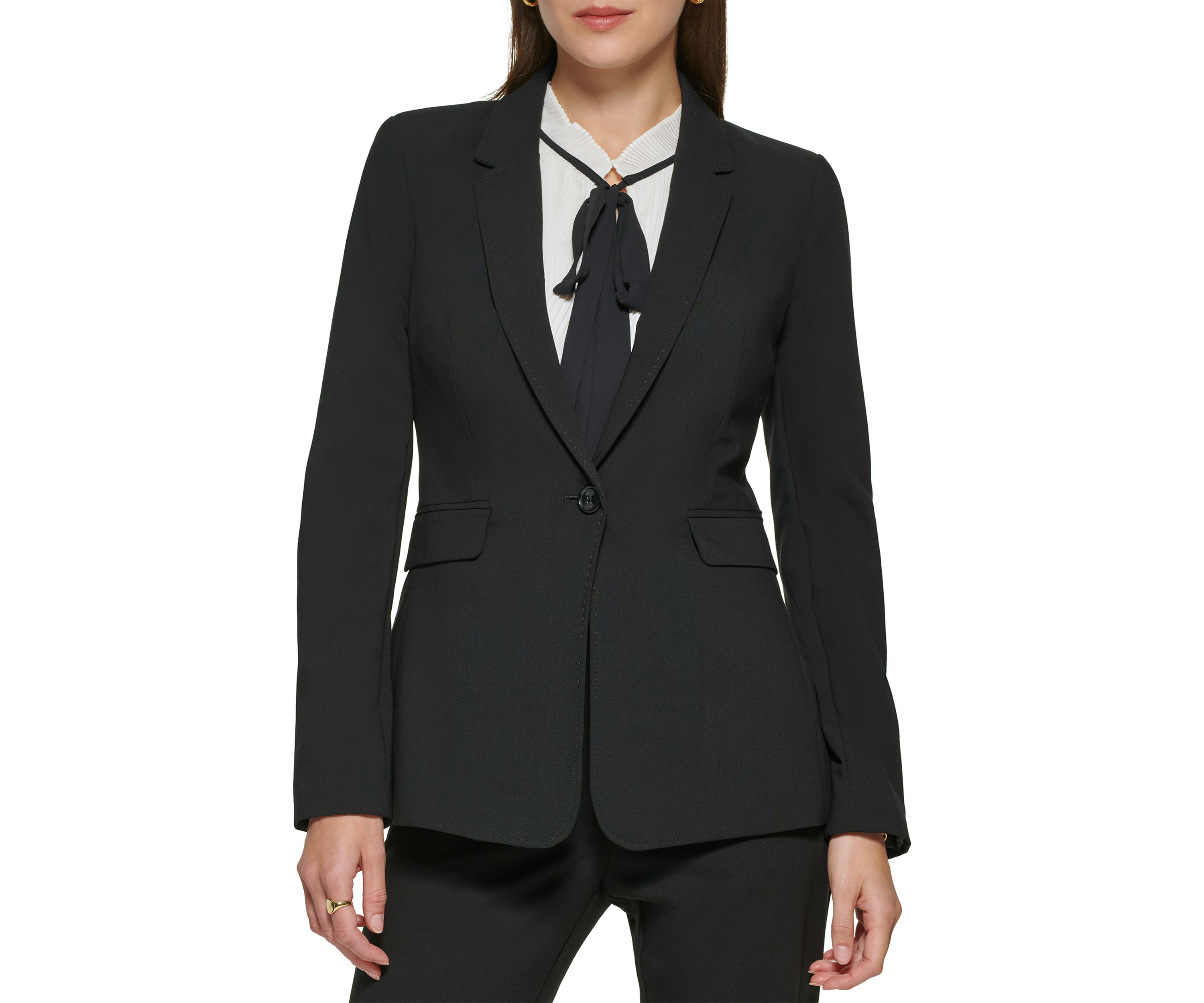 Womens Long Sleeve 1 Button Notch Collar Jacket