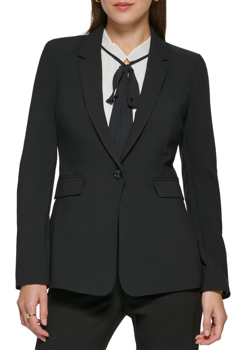 Womens Long Sleeve 1 Button Notch Collar Jacket