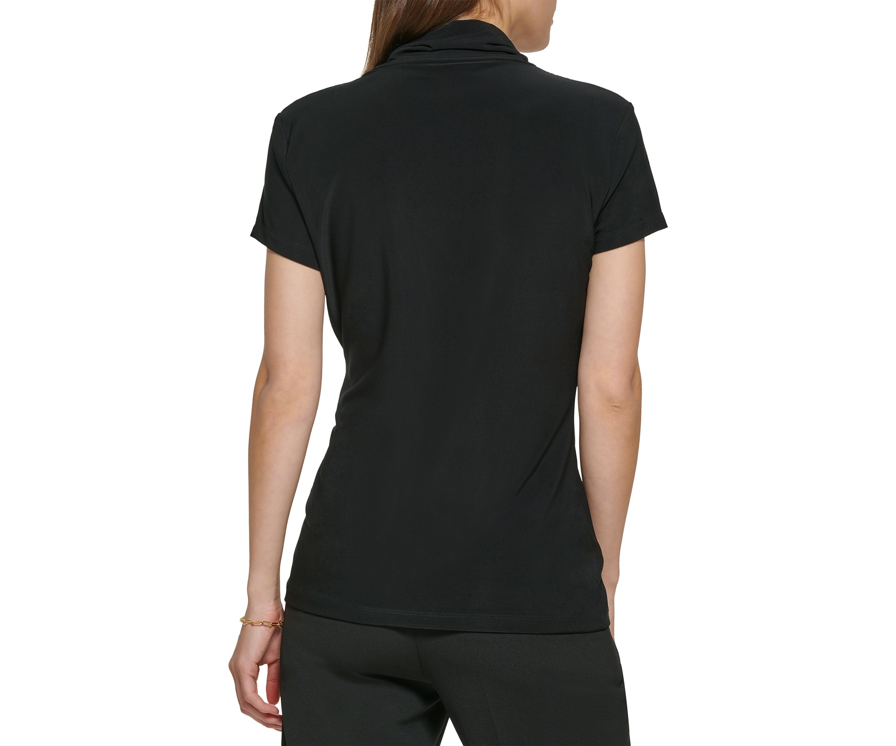 Womens Short Sleeve Side Ruche V-Neck Top 