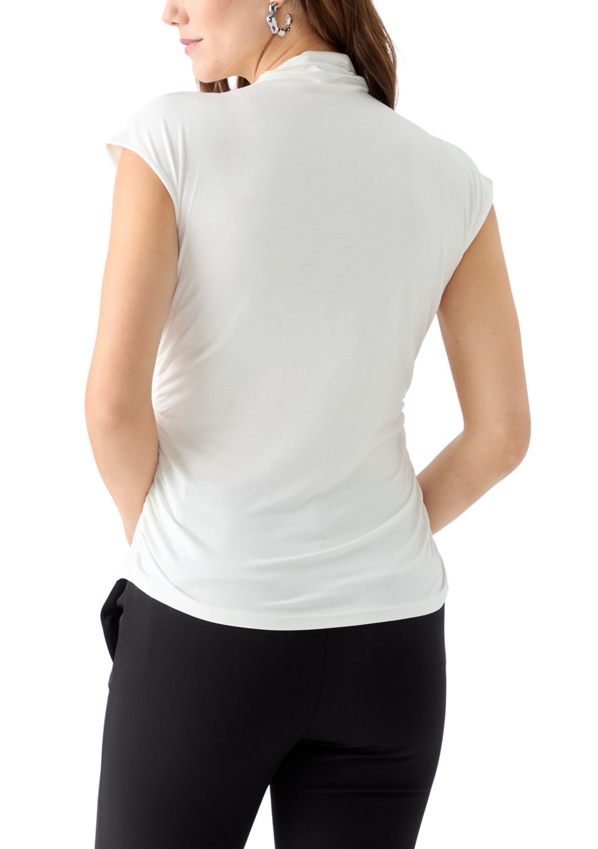 Womens Short Sleeve Mock Neck Top