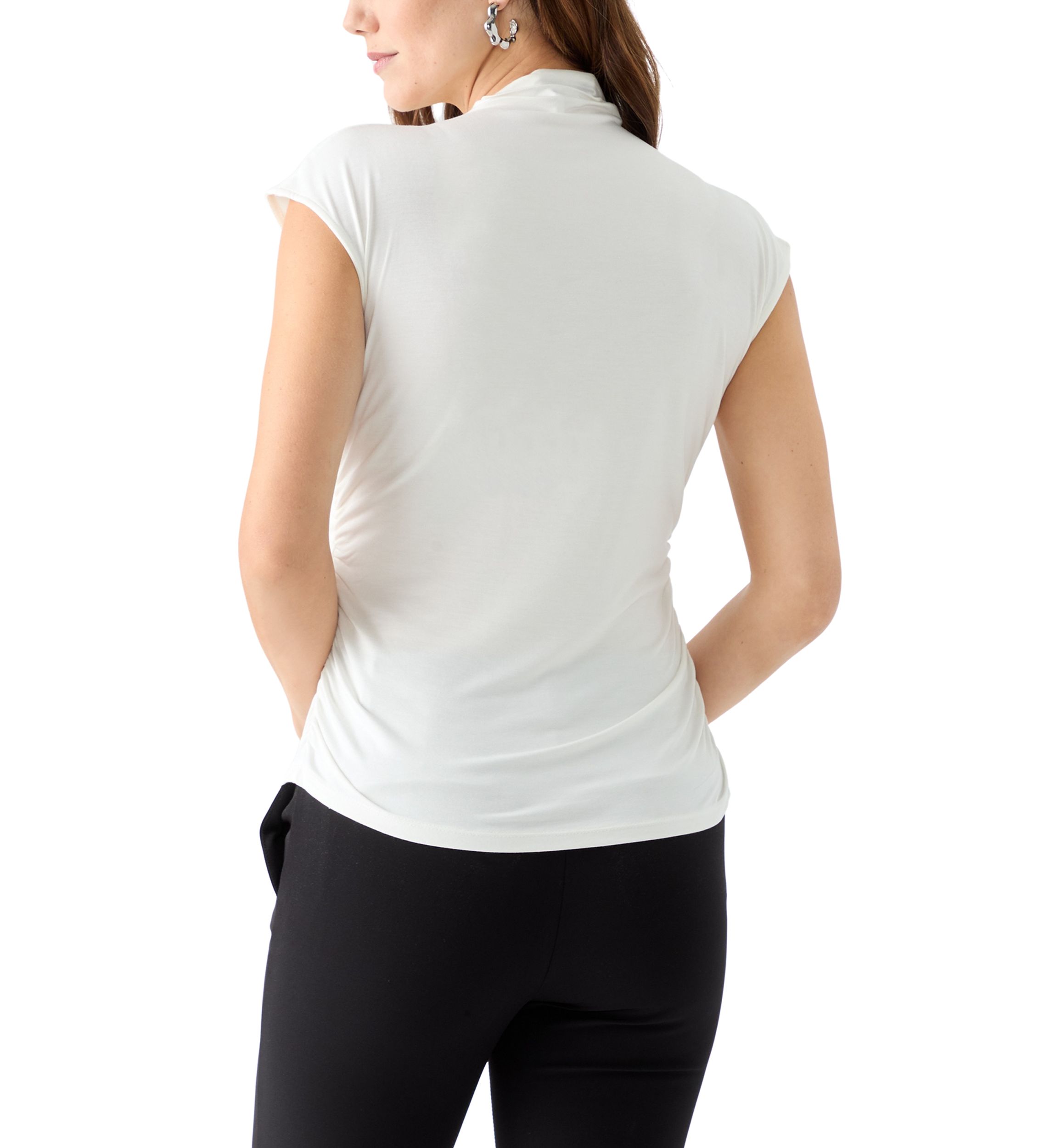 Womens Short Sleeve Mock Neck Top