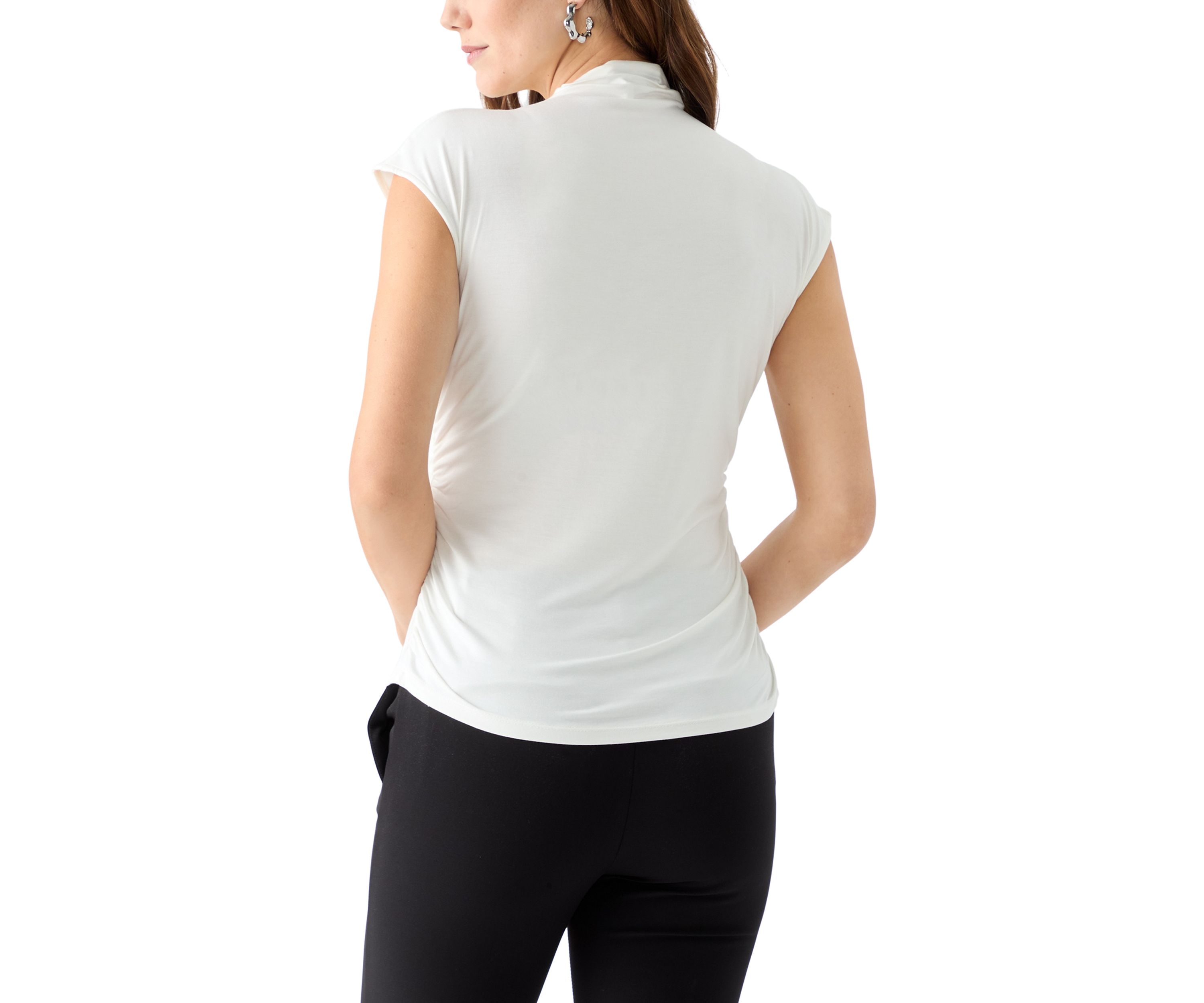 Womens Short Sleeve Mock Neck Top