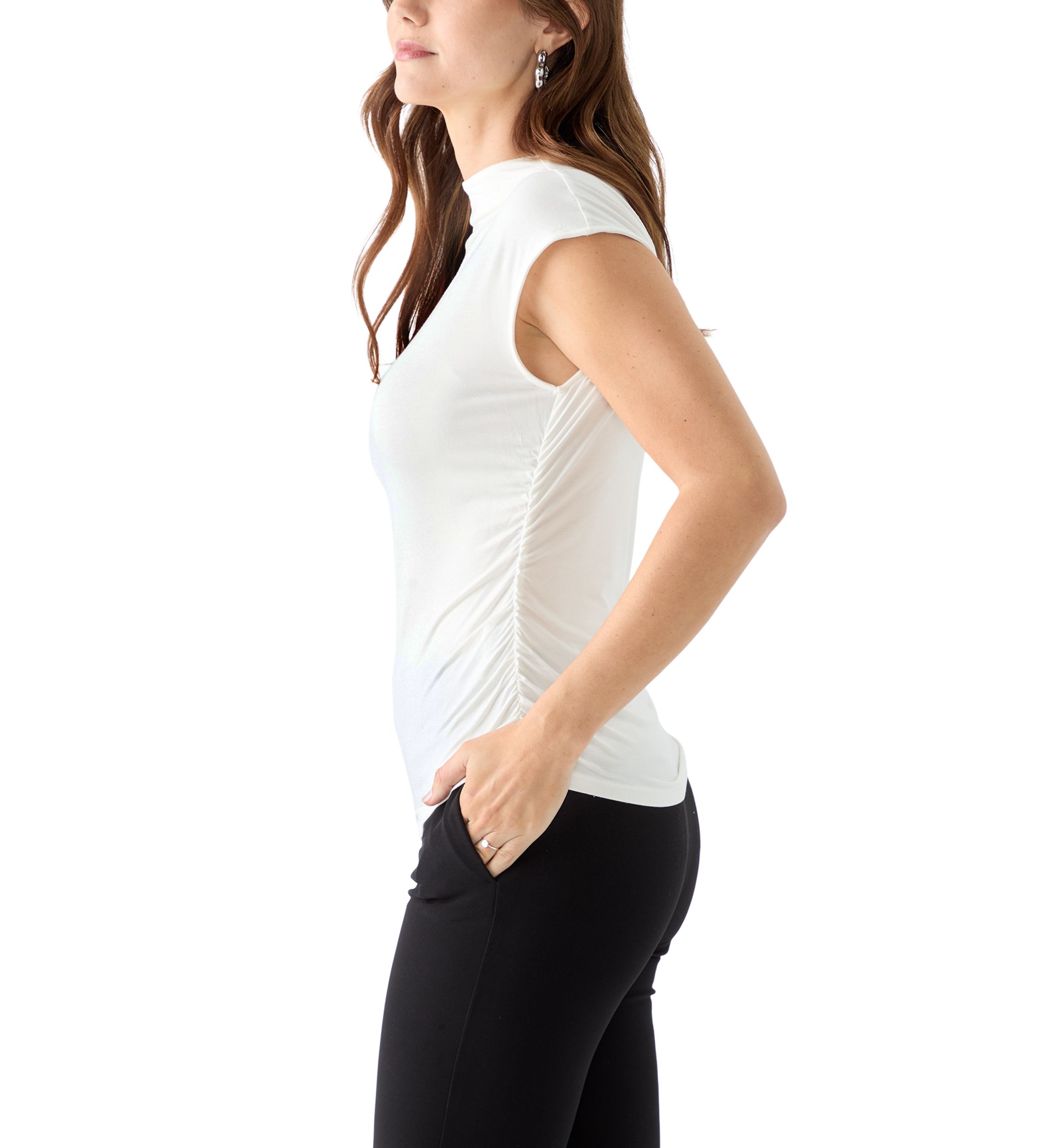 Womens Short Sleeve Mock Neck Top