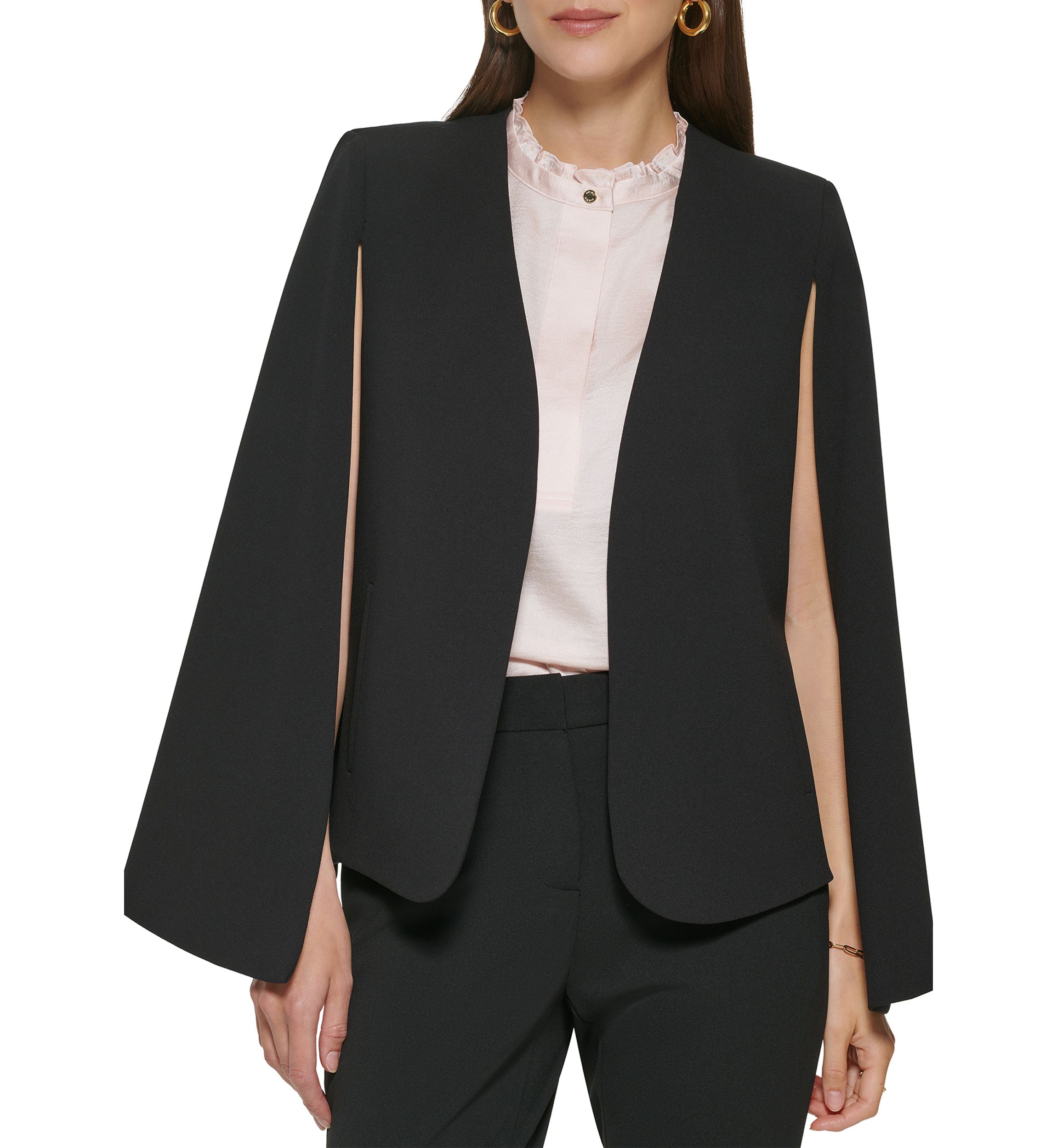 Womens Scuba Crepe Cape Jacket