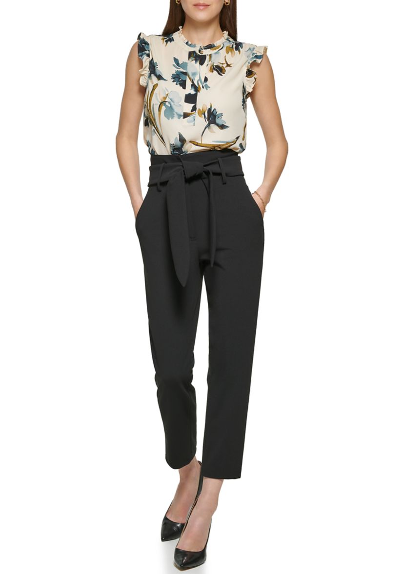 Womens High Waisted Tie Waist Pants
