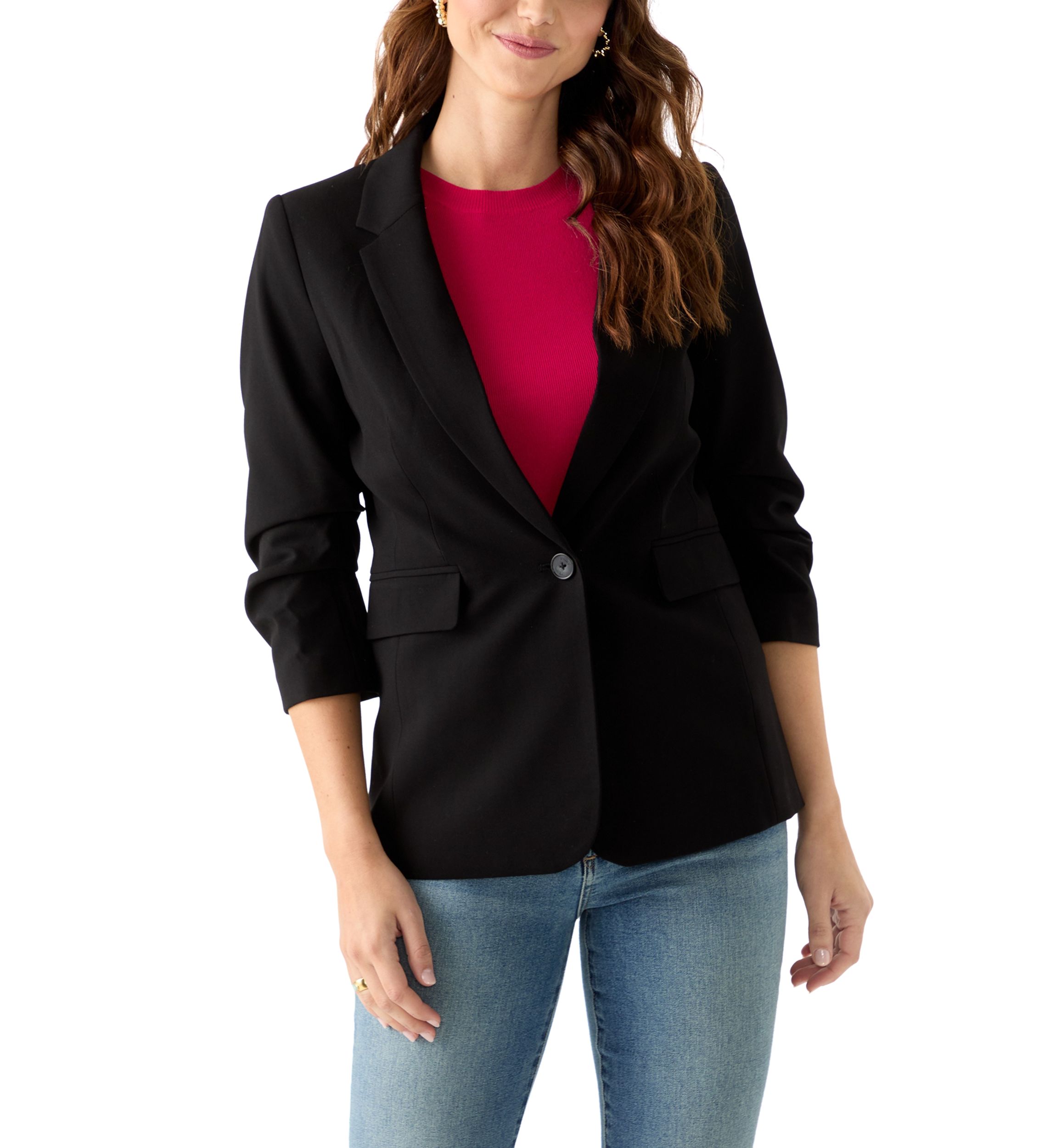 Womens Ruched Sleeve Blazer