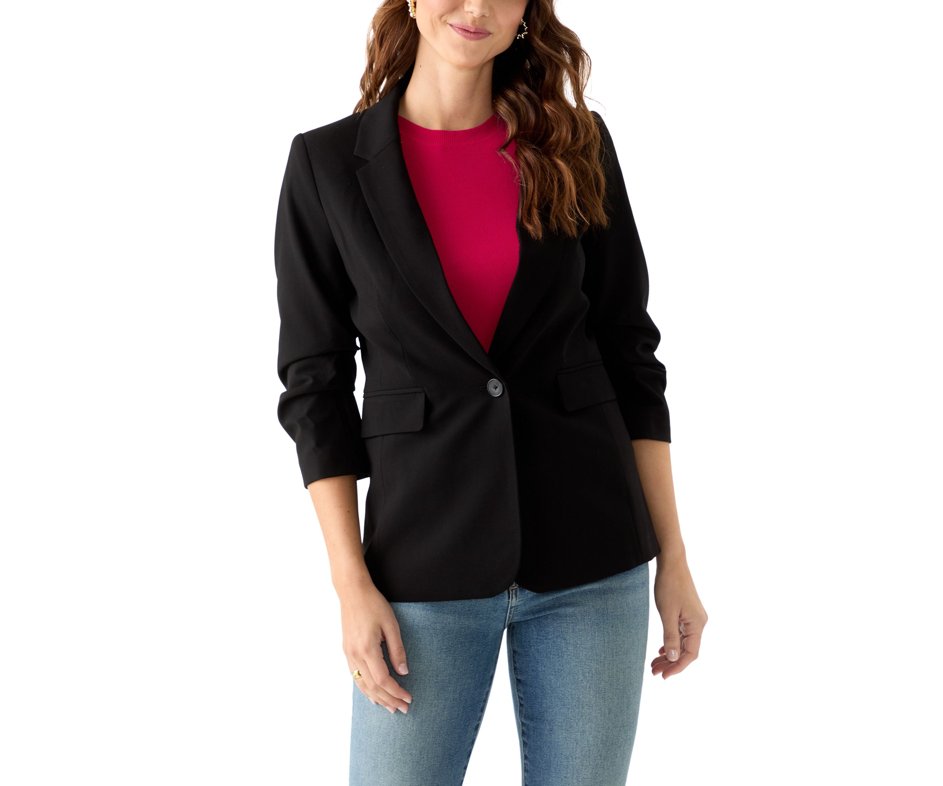 Womens Ruched Sleeve Blazer