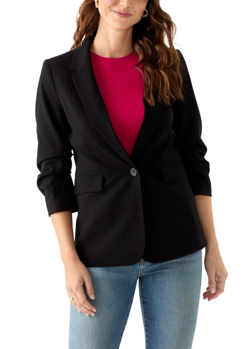 Womens Ruched Sleeve Blazer