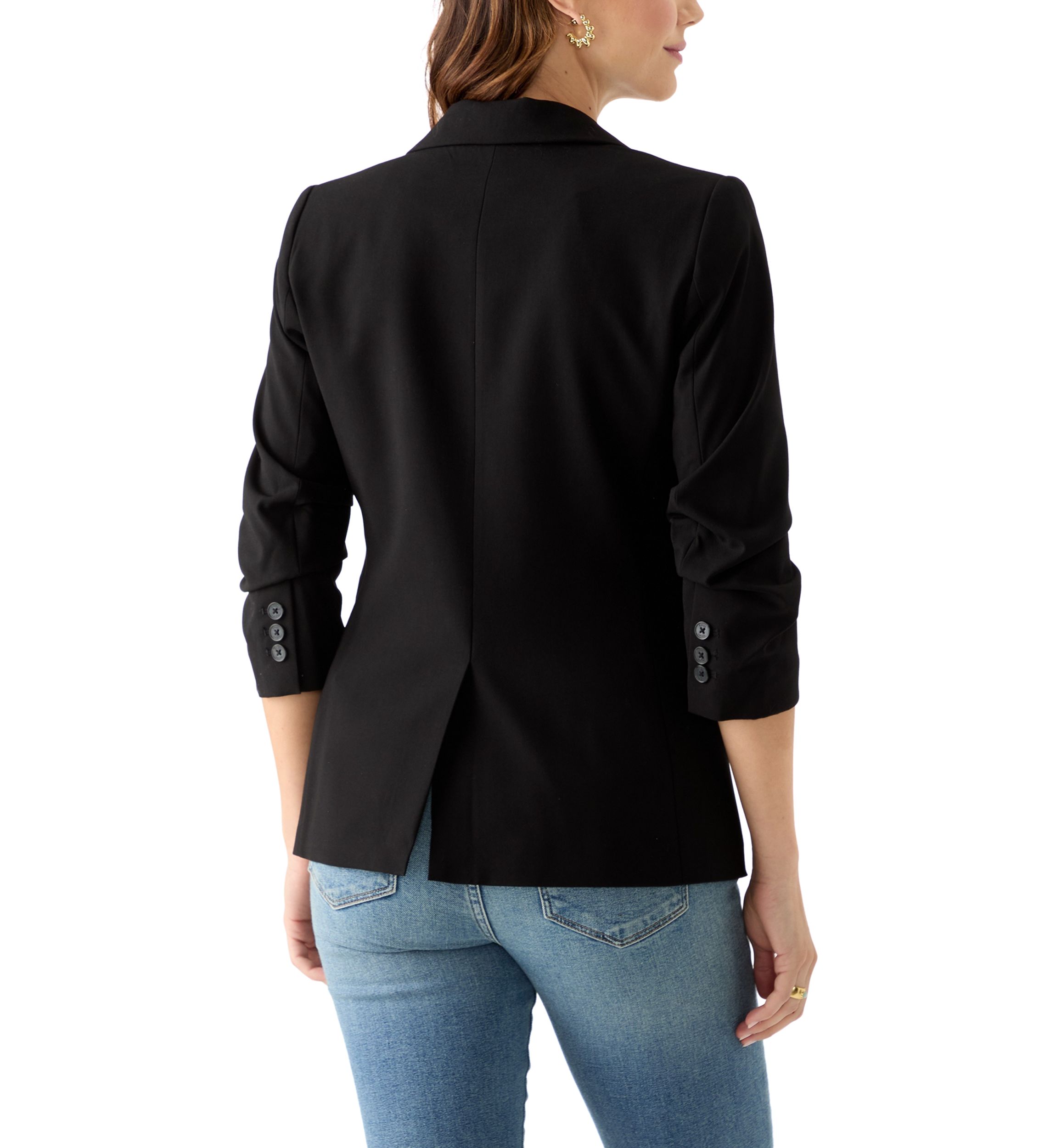 Womens Ruched Sleeve Blazer