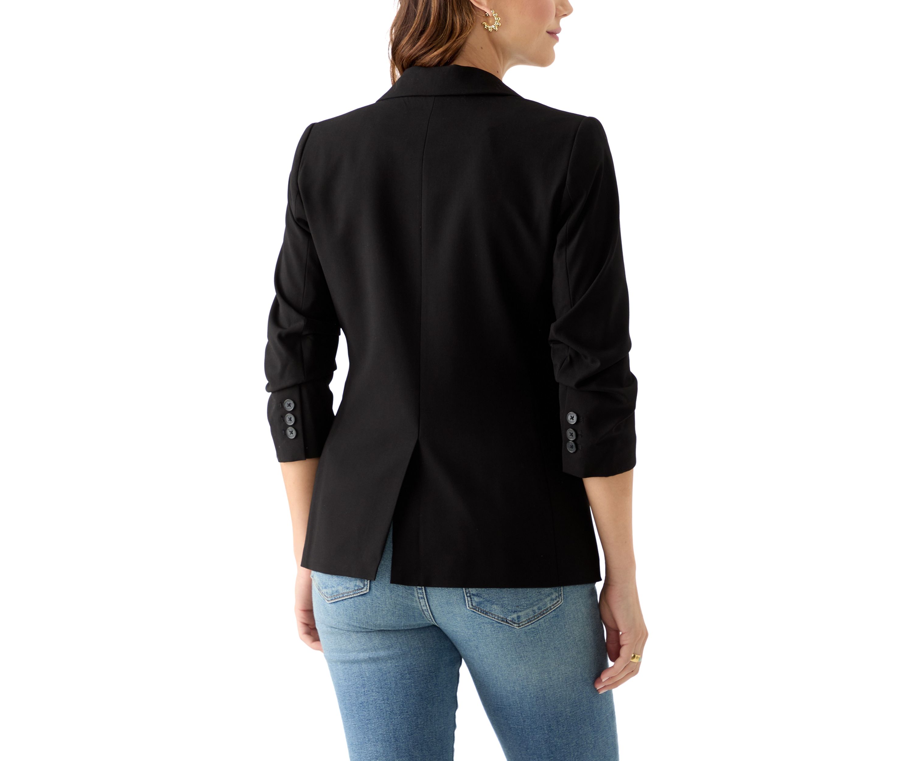 Womens Ruched Sleeve Blazer