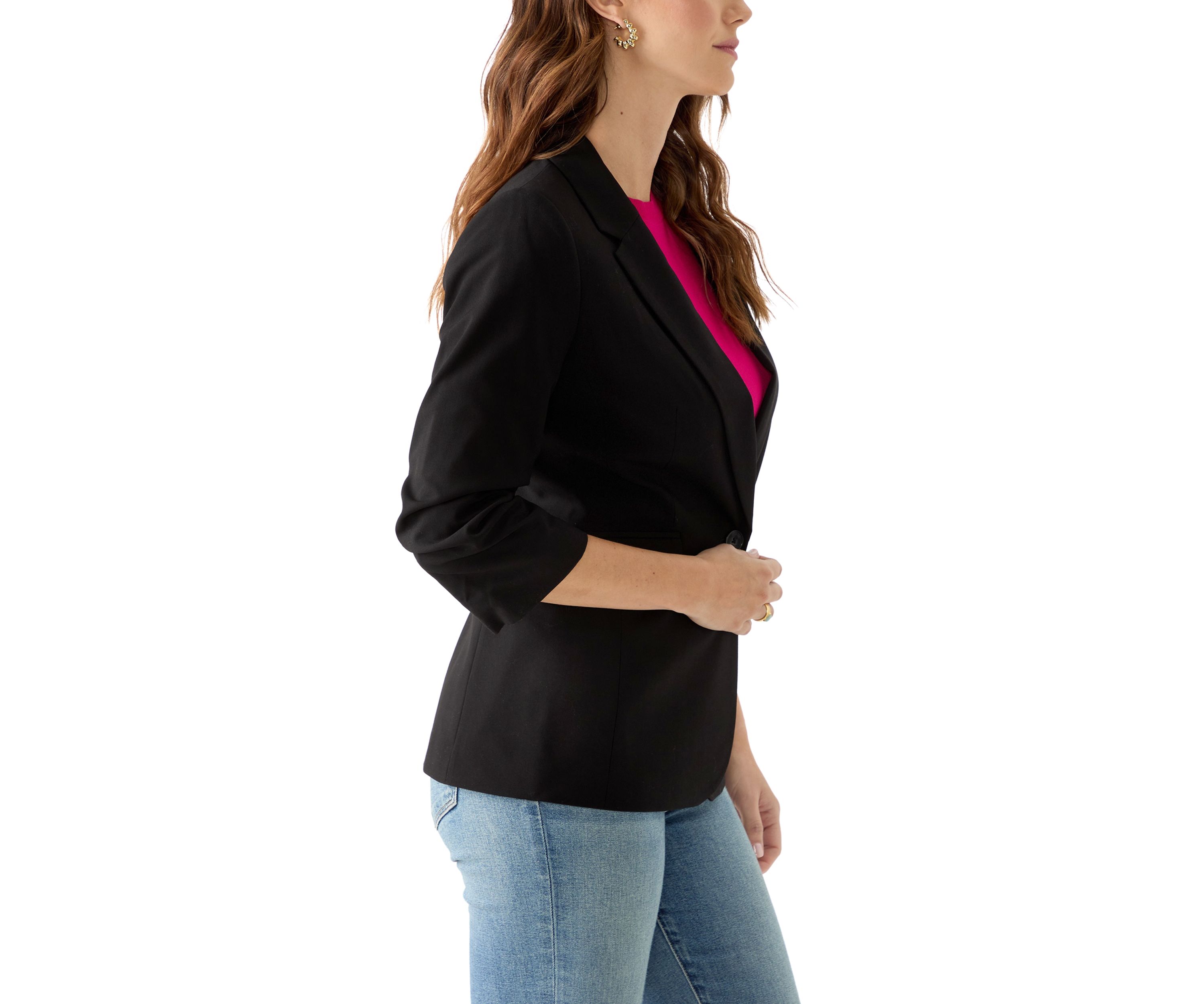 Womens Ruched Sleeve Blazer