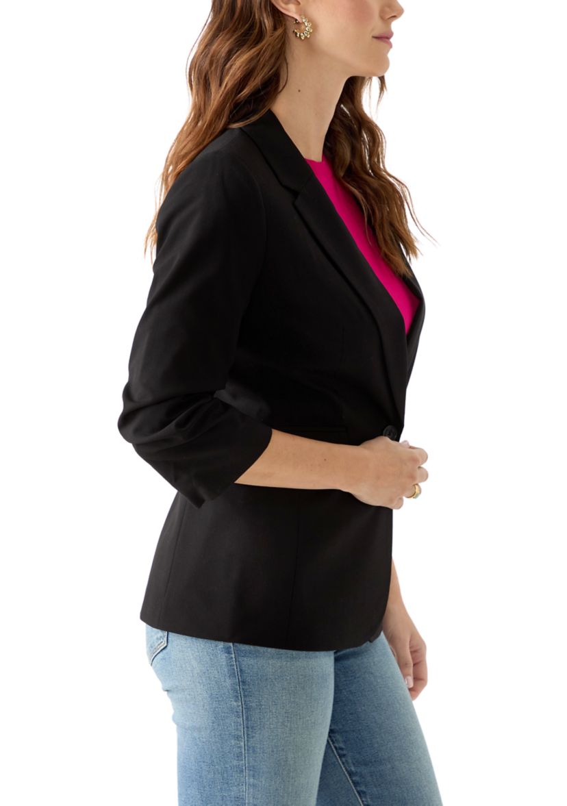 Womens Ruched Sleeve Blazer