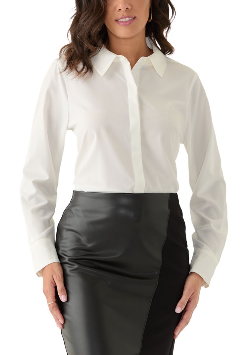 dkny dress shirt Garment Dye Long Sleeve Button Front Shirt Dress | Shirt Dress