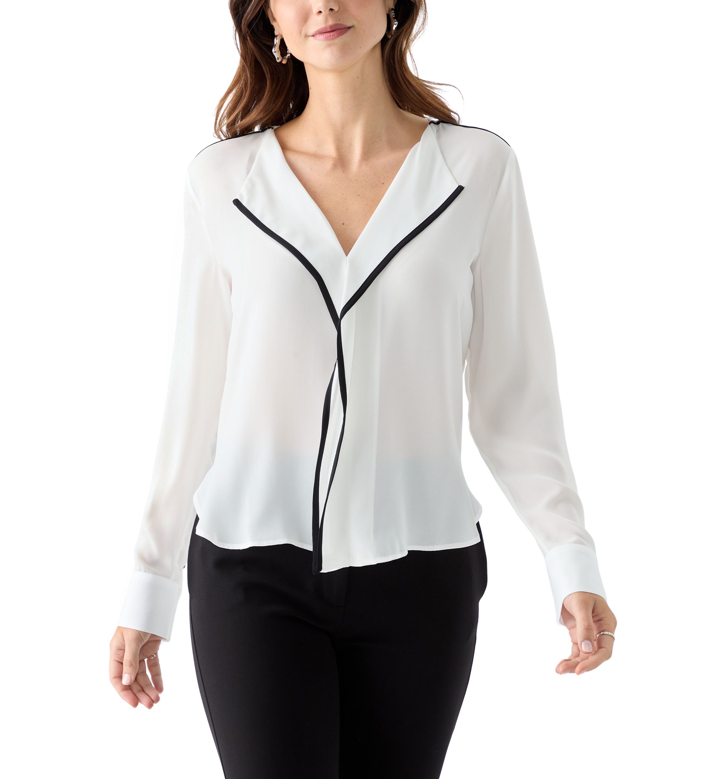 Womens Long Sleeve V-Neck Blouse